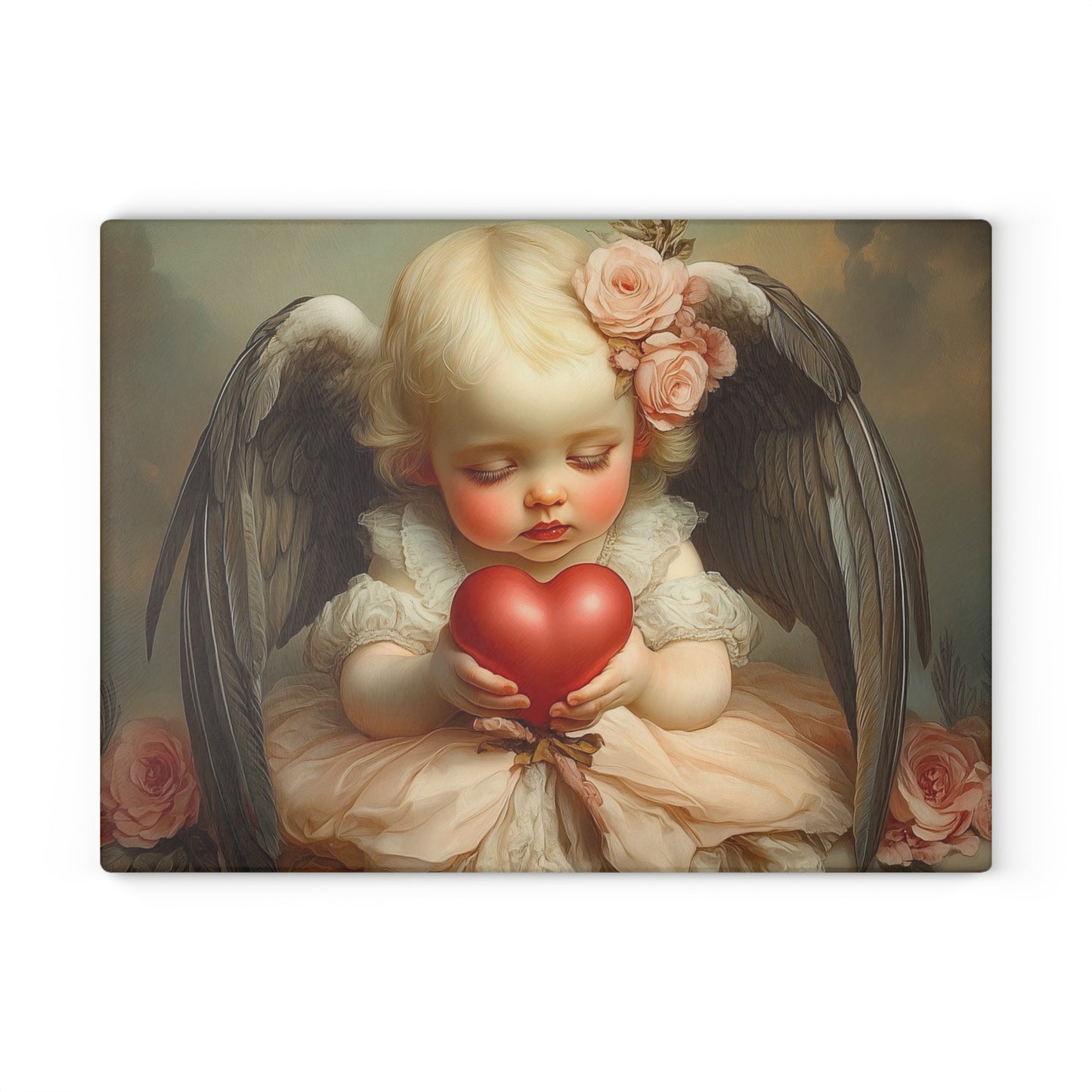 Angel Heart Glass Cutting Board, Angel Decor, Kitchen Gifts, Home Decor, Unique Wedding Gift, Valentine's Day Gift