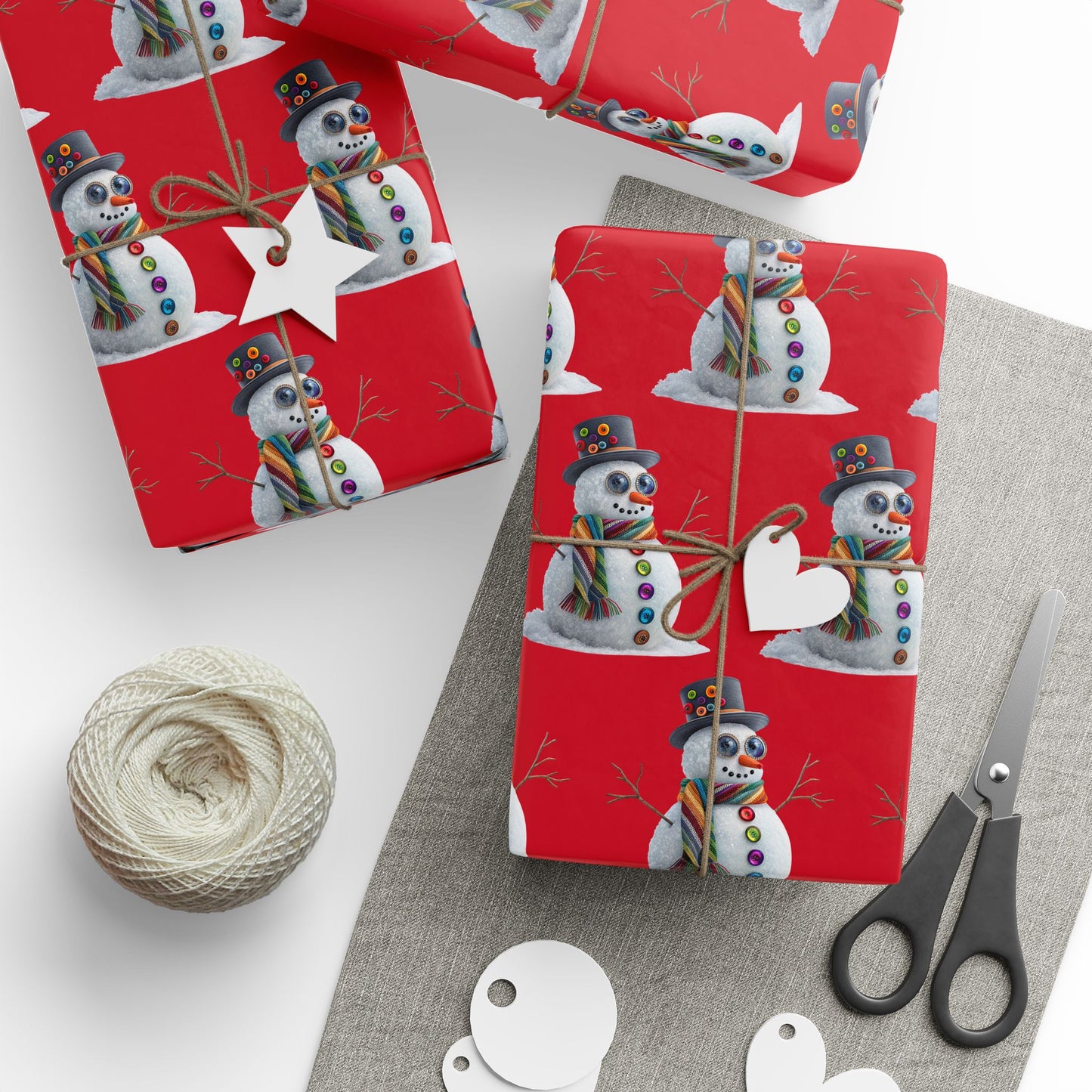 Red Snowman Wrapping Paper Roll – Festive Holiday Gift Wrap with Cute Snowmen Pattern