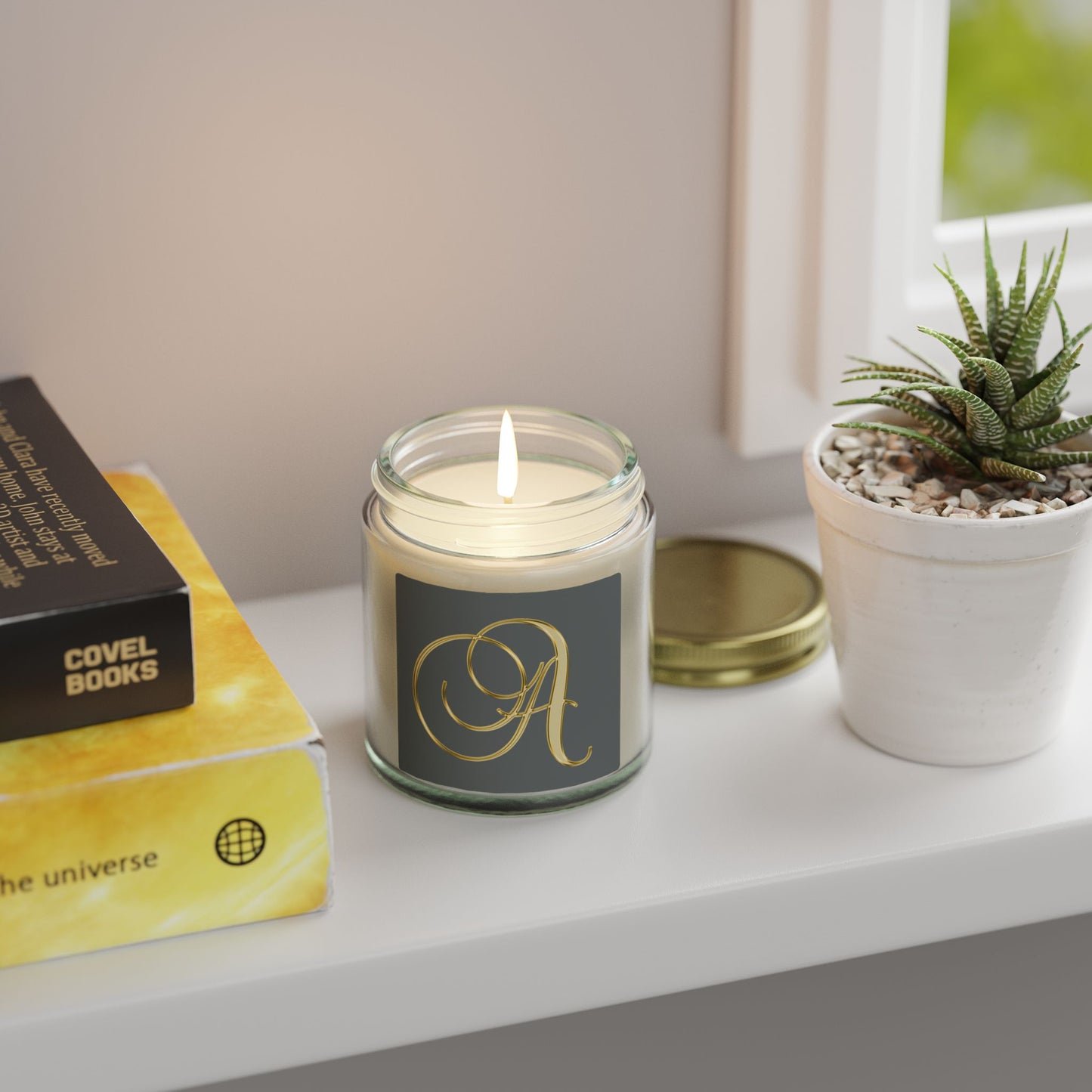 Monogram 'A' Coconut Apricot Scented Candle (4oz/9oz)