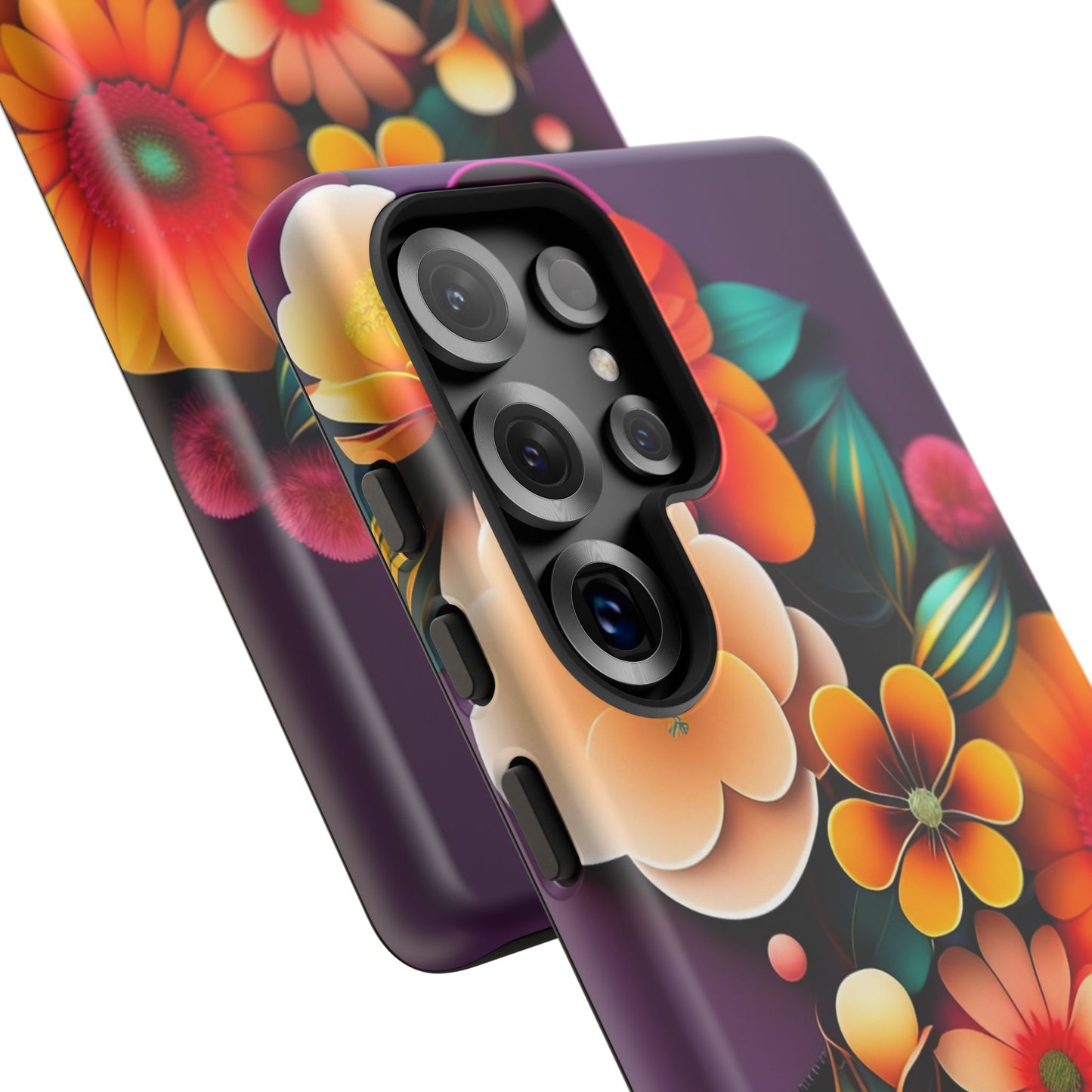 Floral Burst Tough Phone Case — Colorful Retro Flowers Protective Cover