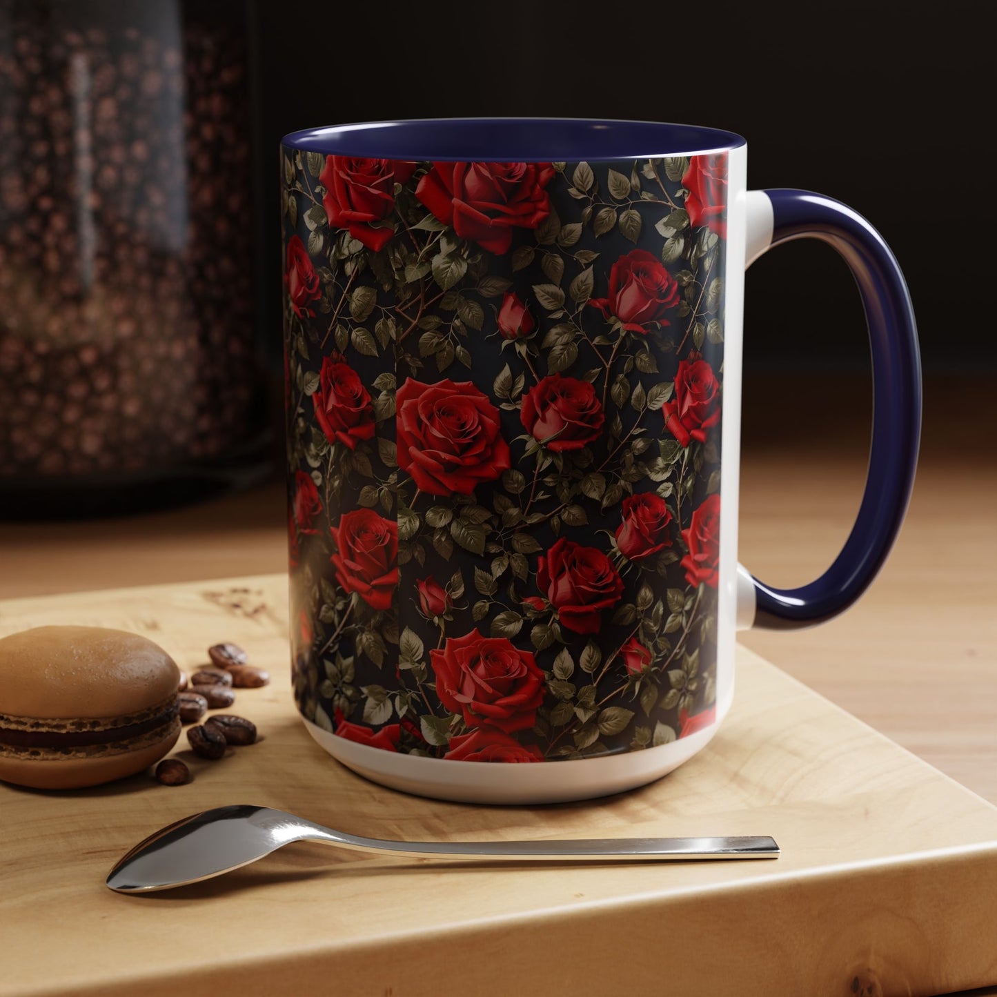 Elegant Floral Accent Coffee Mug - Black Rose Design, Gift for Her, Home Decor, Coffee Lovers, Mother's Day, Birthday