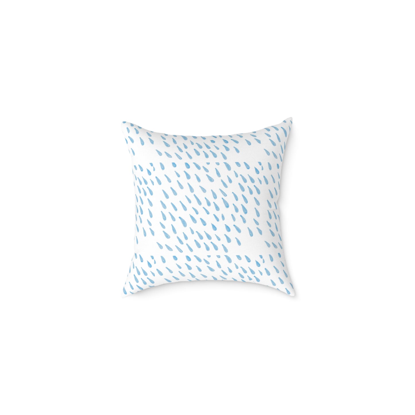 Blue Raindrop Pattern Square Pillow — Minimal Coastal Decorative Throw Pillow