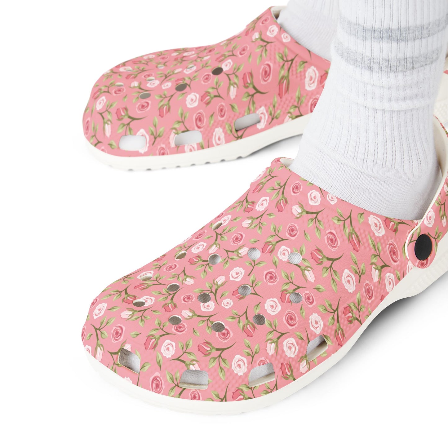 Floral Pink EVA Foam Clogs – Comfortable Garden Slip-On Shoes
