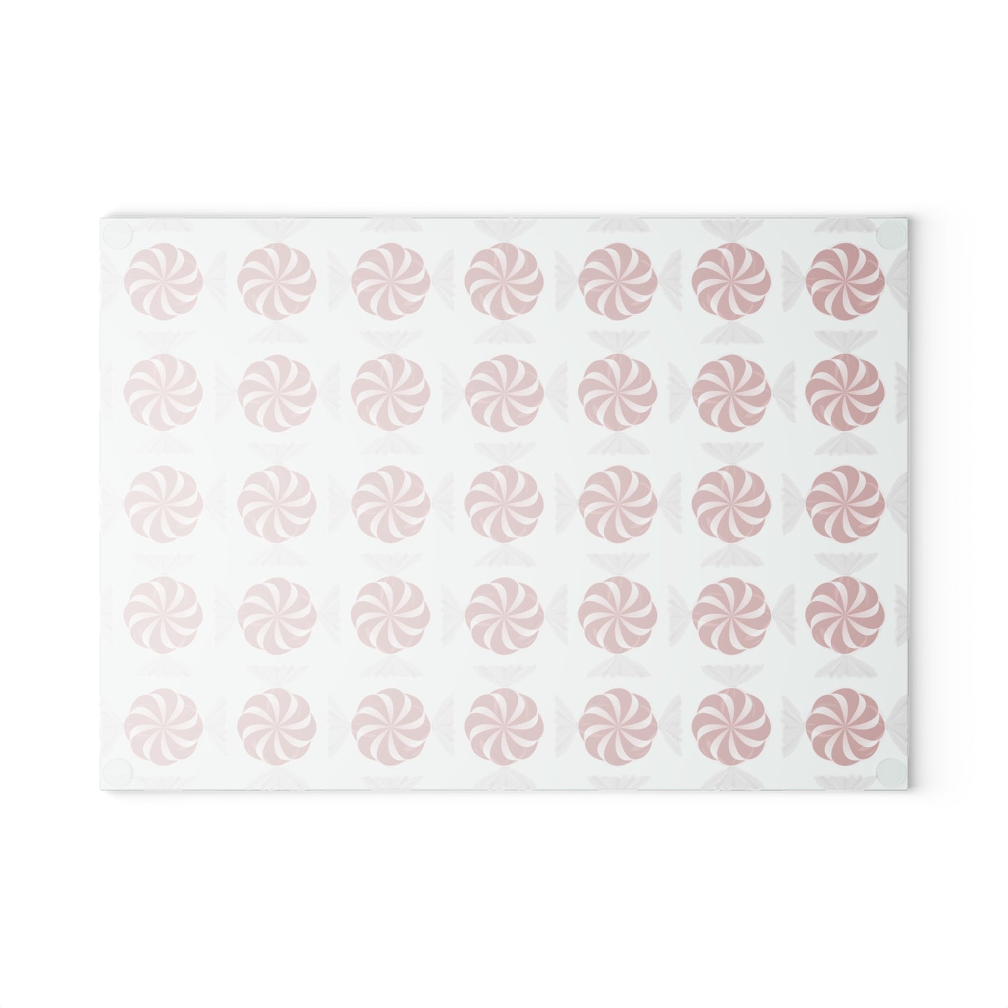 Peppermint Pattern Glass Cutting Board — Festive Candy Kitchen Board