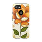 Floral Phone Case with Orange Flower Design, Tough Phone Cover, Floral Gift, Stylish Tech Accessory, Nature Lovers, Spring Vibes