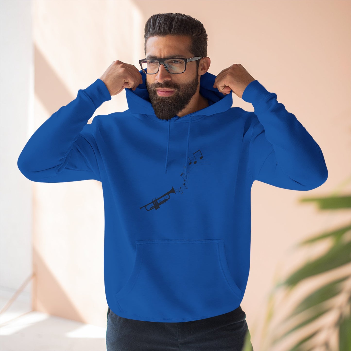 Trumpet Music Notes Hoodie — Minimalist Jazz Instrument Pullover