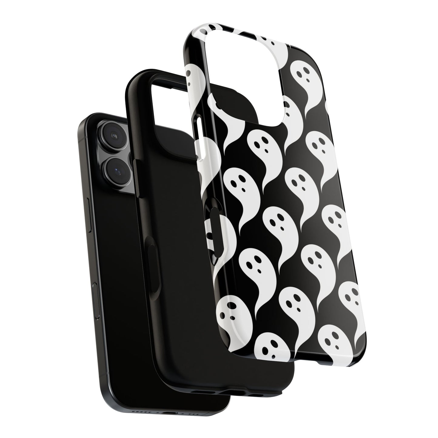Ghost Pattern Phone Case, Cute Ghost Cell Phone Cover, Halloween Accessory, Spooky Gift, Black and White Phone Case