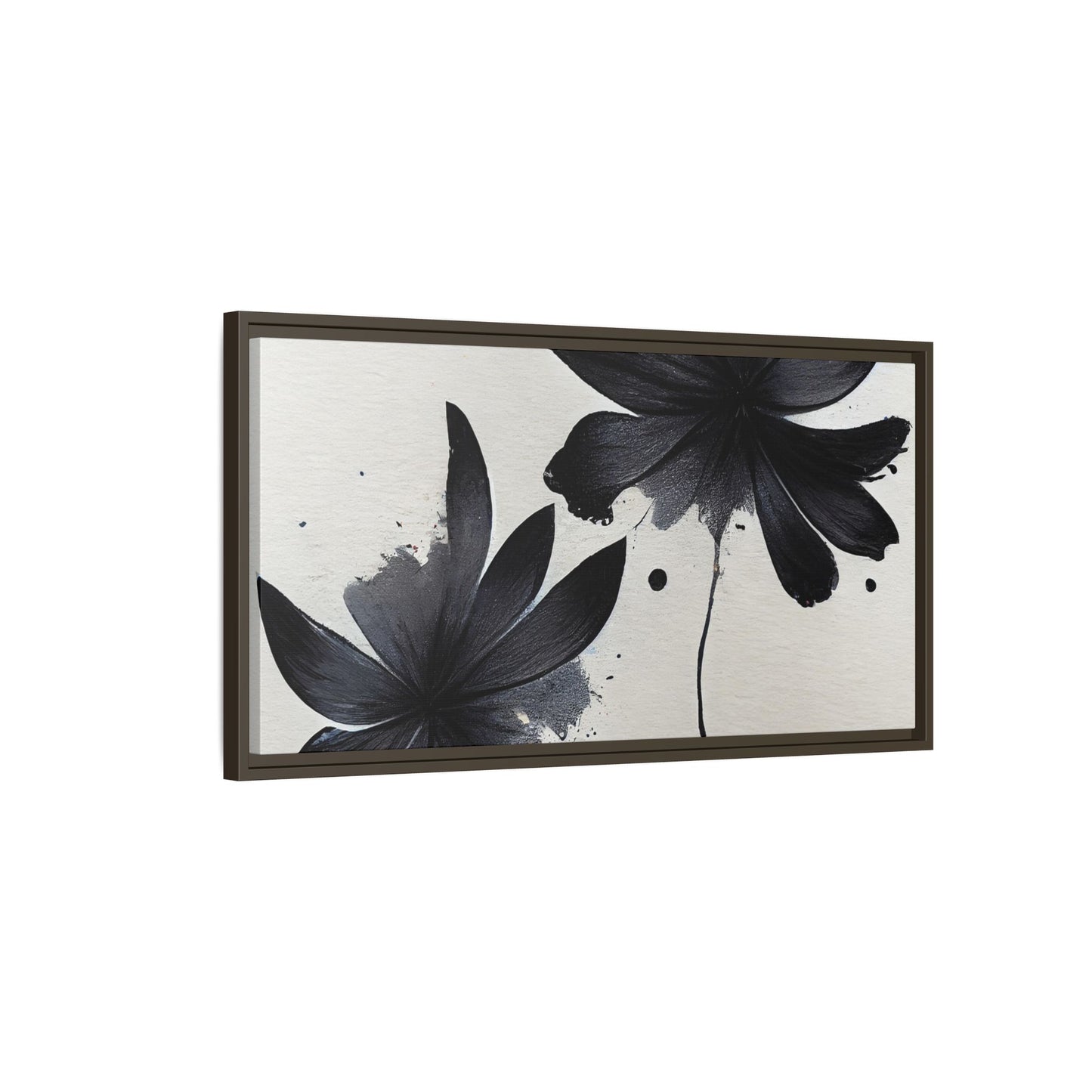Framed Black Floral Matte Canvas Wall Art — Monochrome Botanical Print
