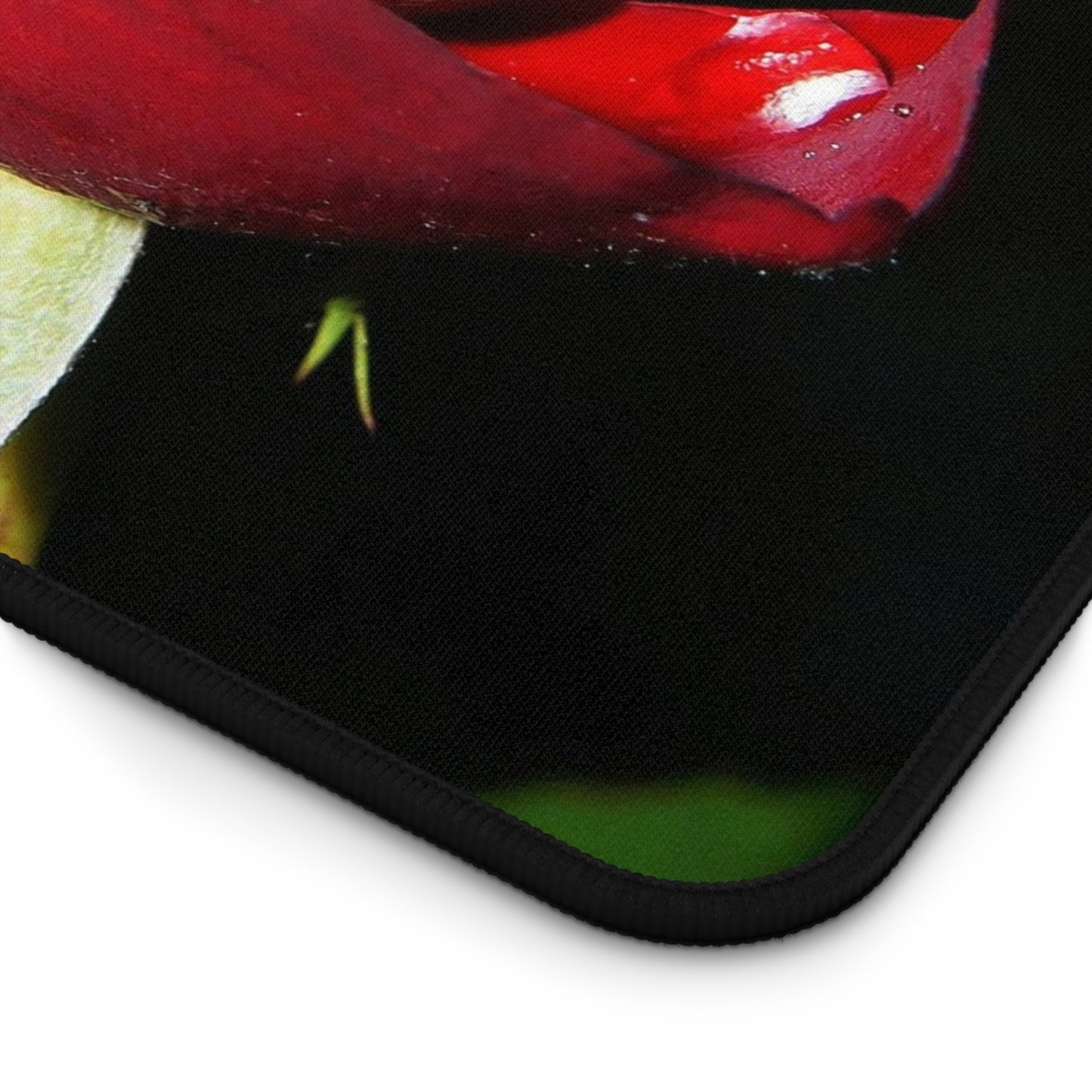 Rose Bloom Desk Mat — Red Rose Floral Mouse Pad for Office & Valentine’s Day