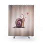 Cute Snail Shower Curtain — Romantic Hearts Bathroom Decor