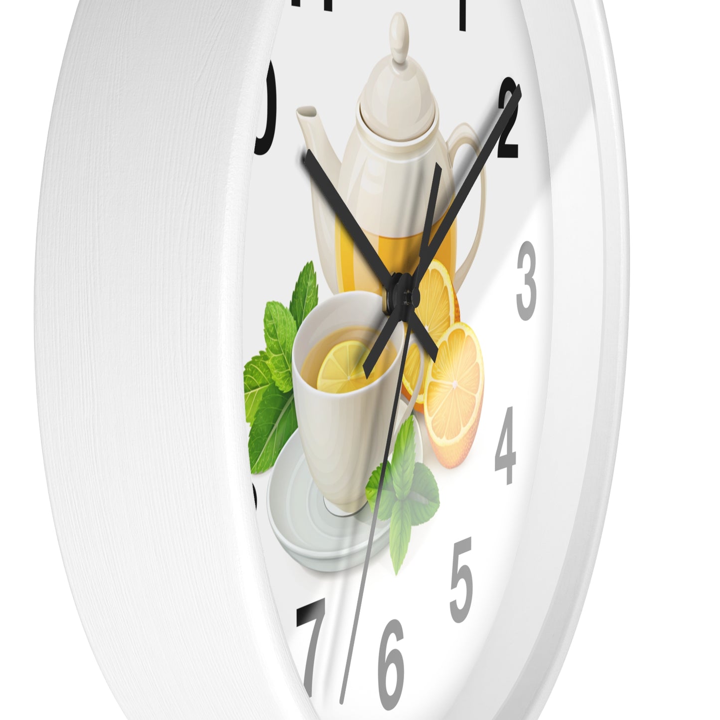 Charming Teatime Wall Clock, Kitchen Decor, Tea Lover Gift, Rustic Clock, Home Office Accessory, Lemon Tea Stationery