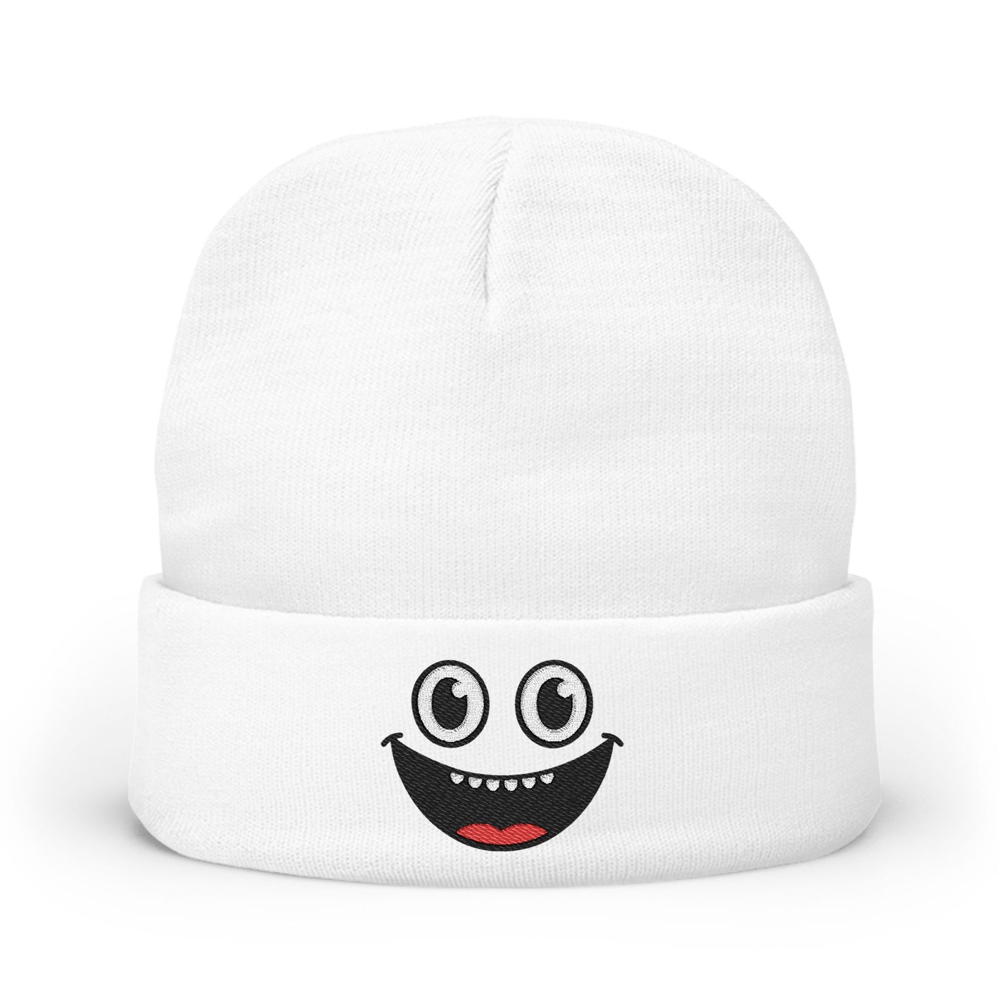 Smiley Face Knit Beanie - Cozy Winter Hat for Kids & Adults, Cute Gift for Birthdays, Holidays, Winter Fun