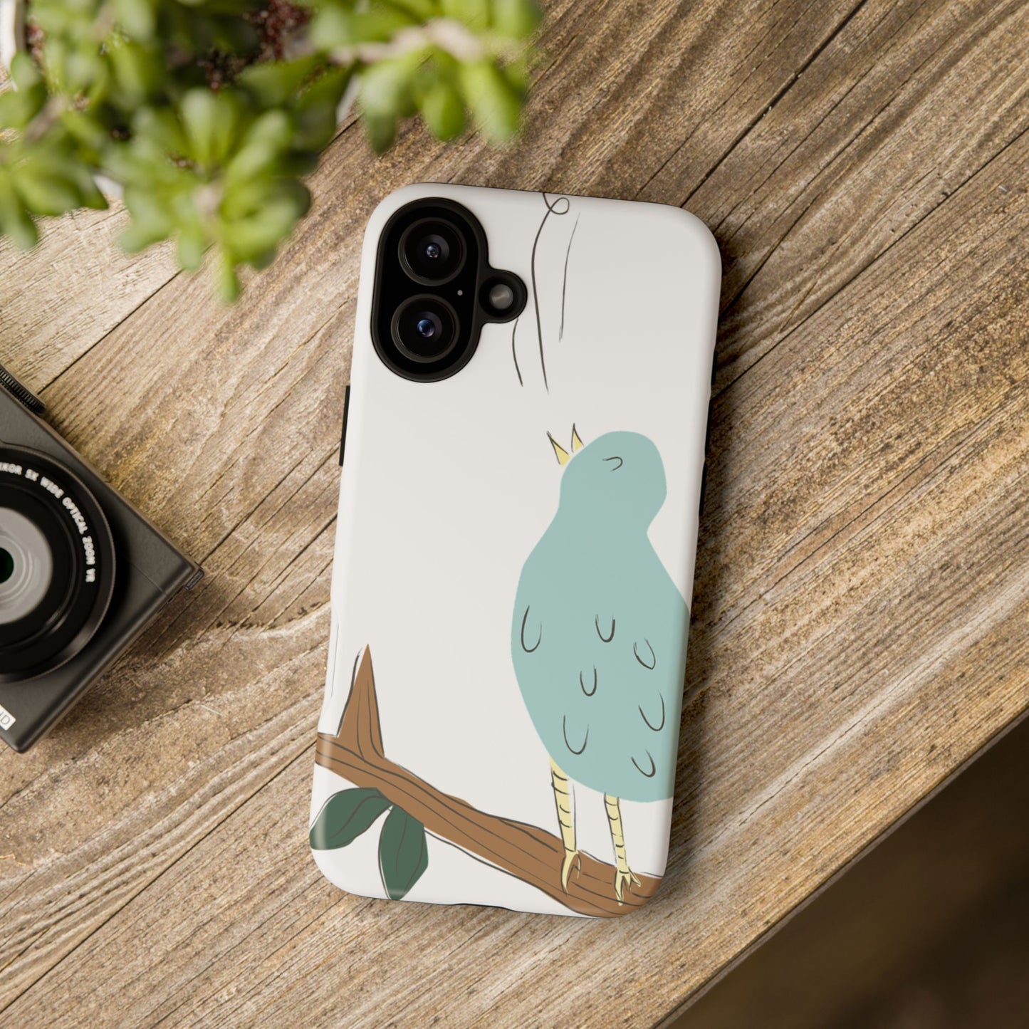Birdsong Phone Case — Cute Blue Bird on Branch Protective Case