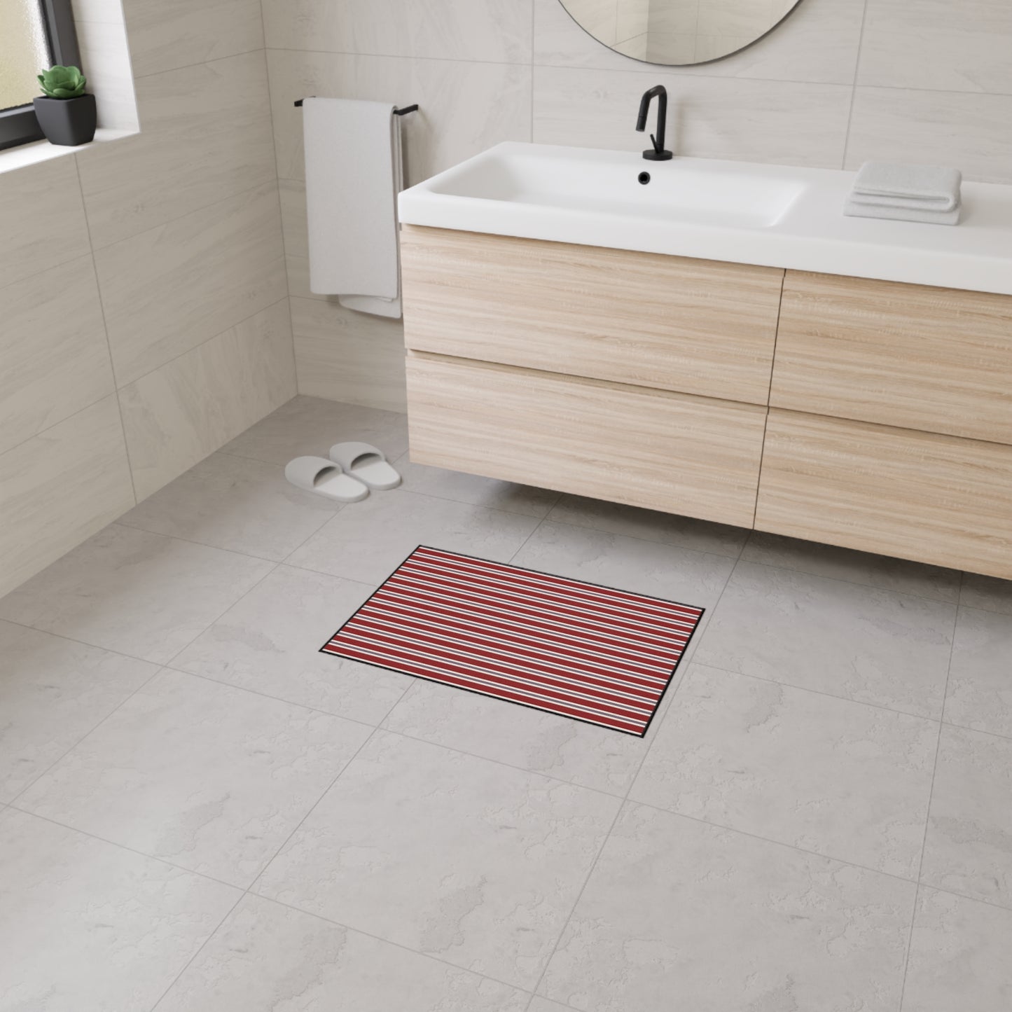 Striped Heavy Duty Floor Mat - Red & White Outdoor/Entry Rug