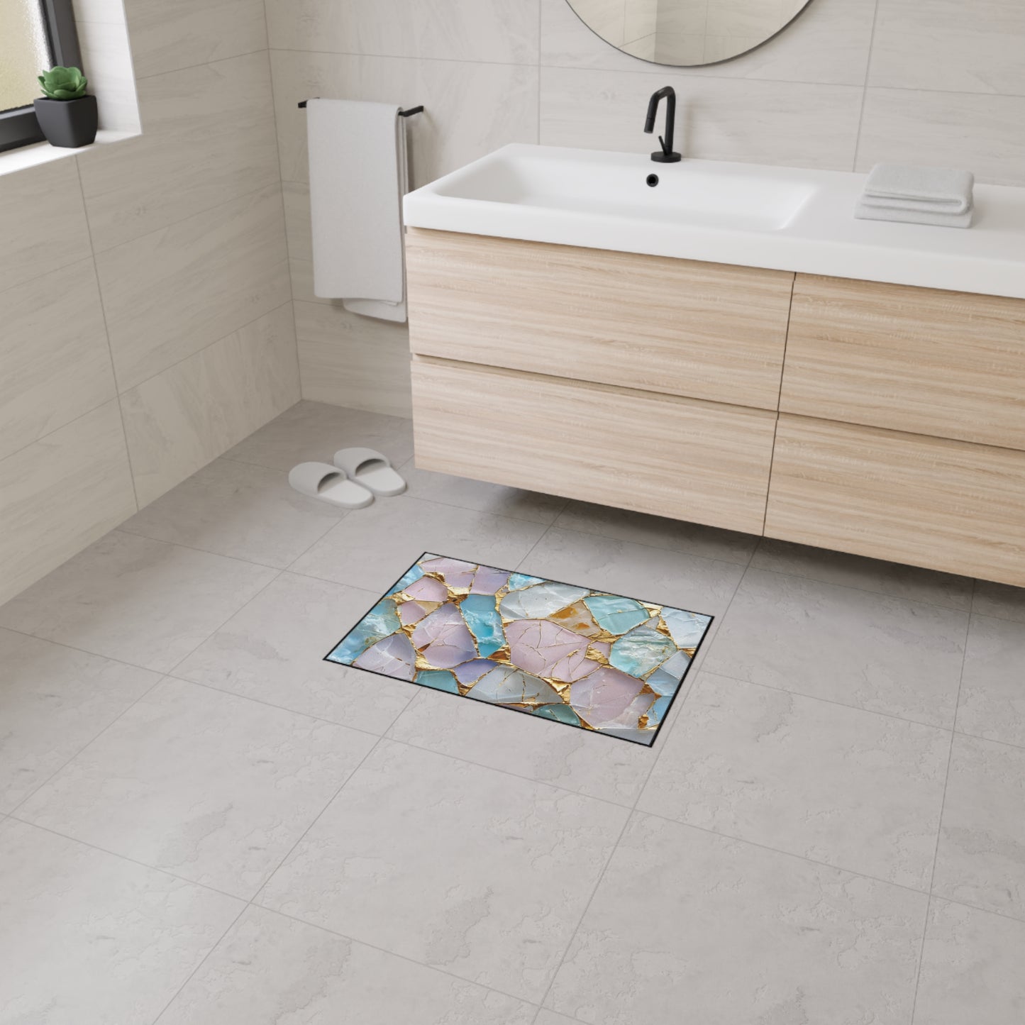 Elegant Geode Floor Mat, Luxurious Entrance Rug,  Non-Slip