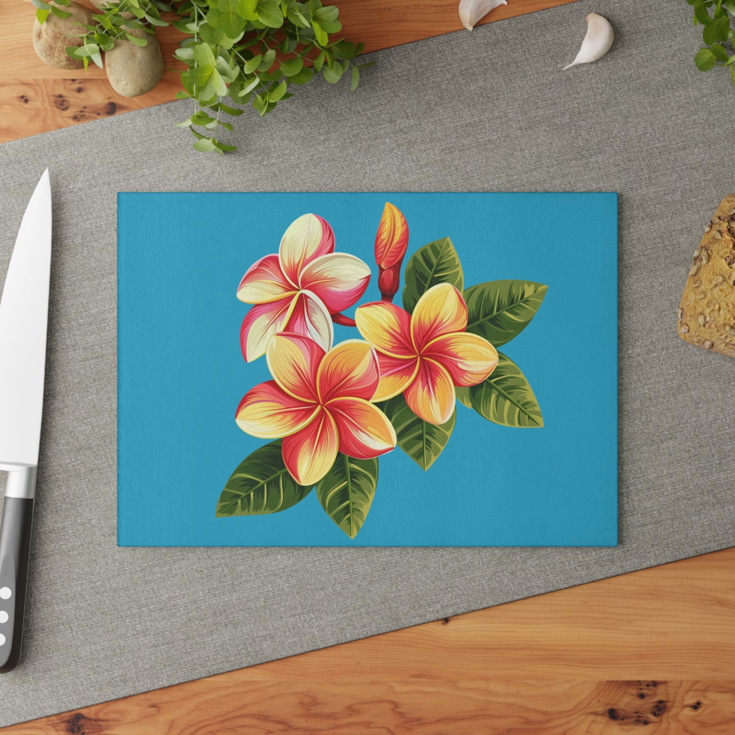 Tropical Floral Glass Cutting Board - Perfect Kitchen Decor for Home
