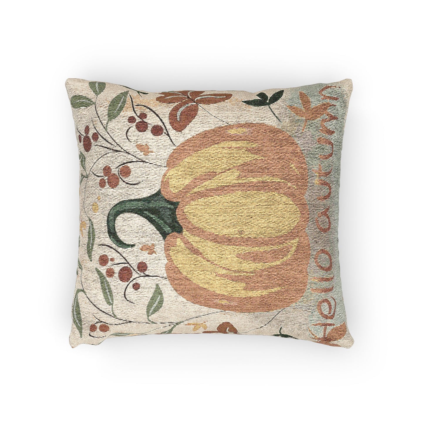Autumn Pumpkin Woven Pillow | Fall Decor, Harvest Cushion, Cozy Home Accent, Thanksgiving Gift, Seasonal Pillow