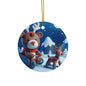 Festive Ceramic Ornaments, Holiday Decor, Christmas Gifts, 2-Sided Print, Cute Bear & Reindeer Design, Tree Decorations, Winter Wonderland