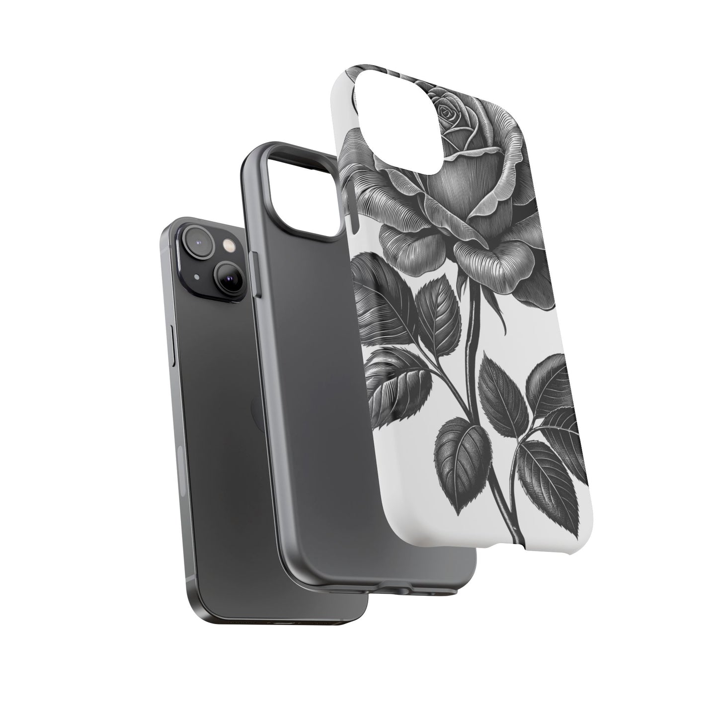 Elegant Floral Phone Case - Tough Cases, Black Rose Design, Floral Phone Cover, Stylish Phone Accessory, Gift for Her, Mother's Day