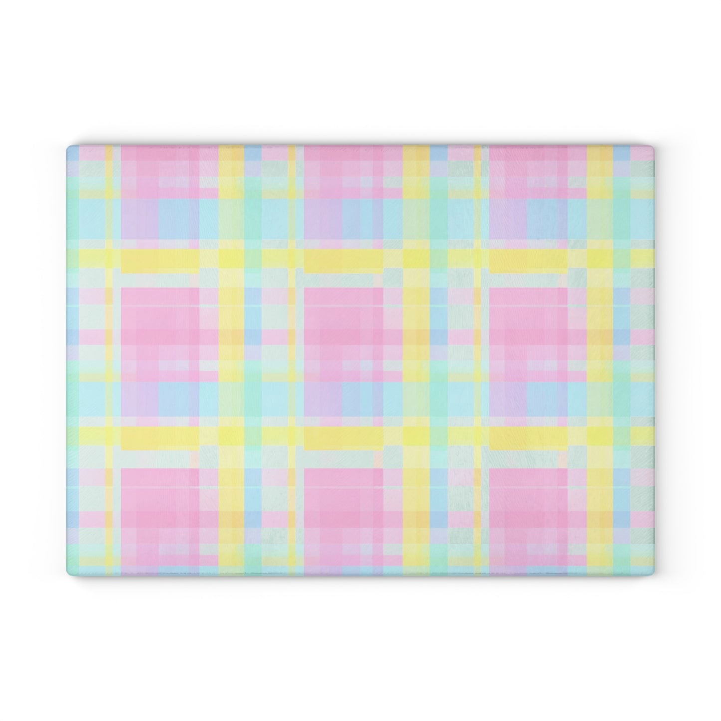 Pastel Plaid Glass Cutting Board – Spring Kitchen Decor