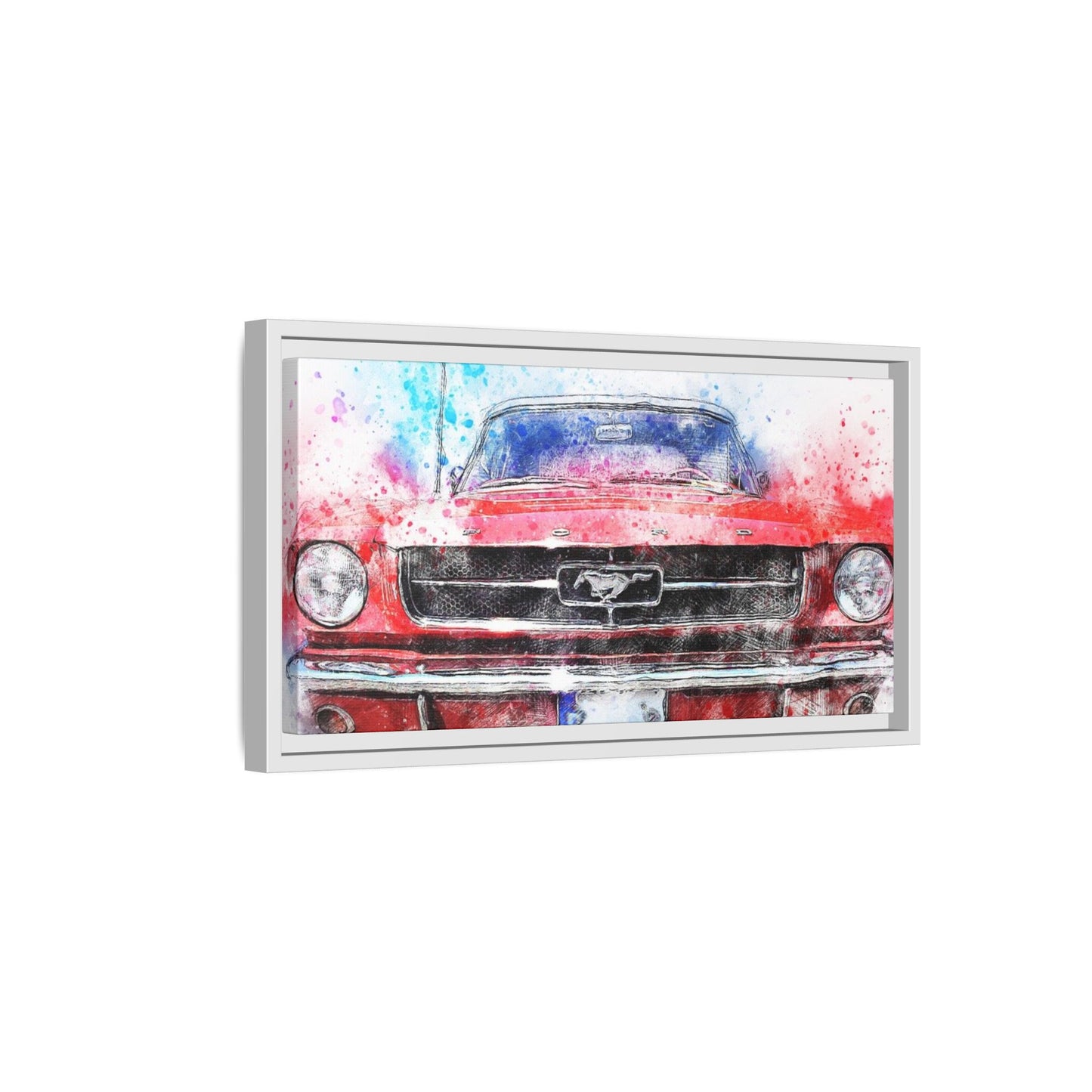 Matte Canvas, Framed Mustang Car
