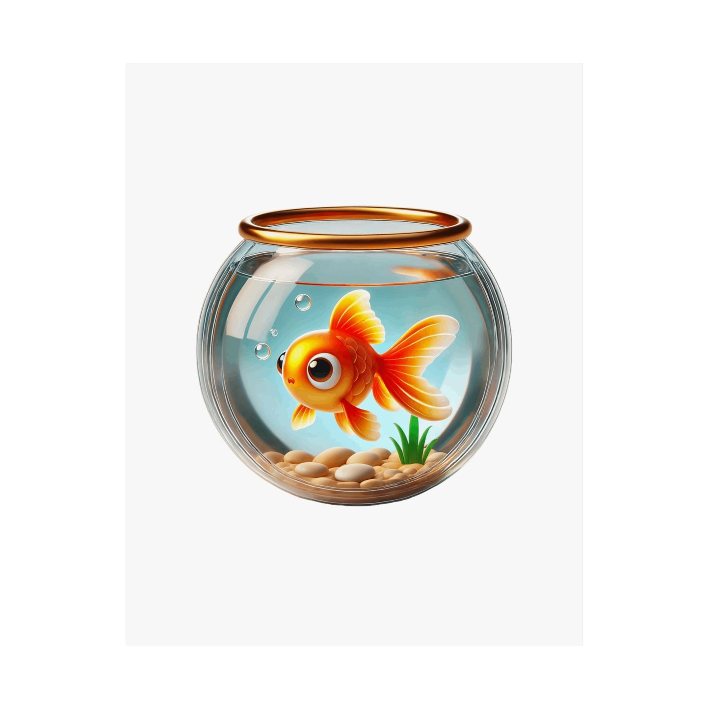 Playful Goldfish Matte Poster, Cute Wall Art, Kids Room Decor, Aquarium Art