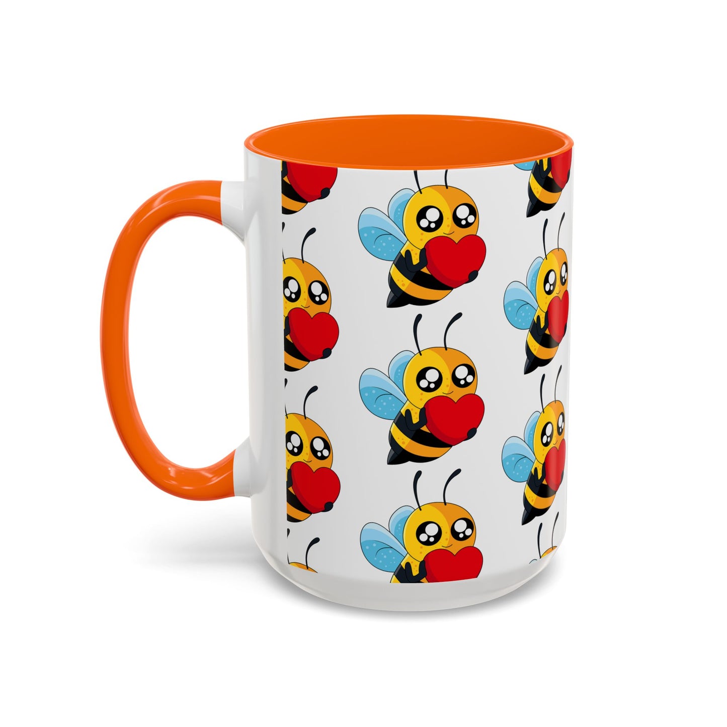 Cute Bee Love Accent Coffee Mug,  Cute Floral Mug, Cheerful Bee Design