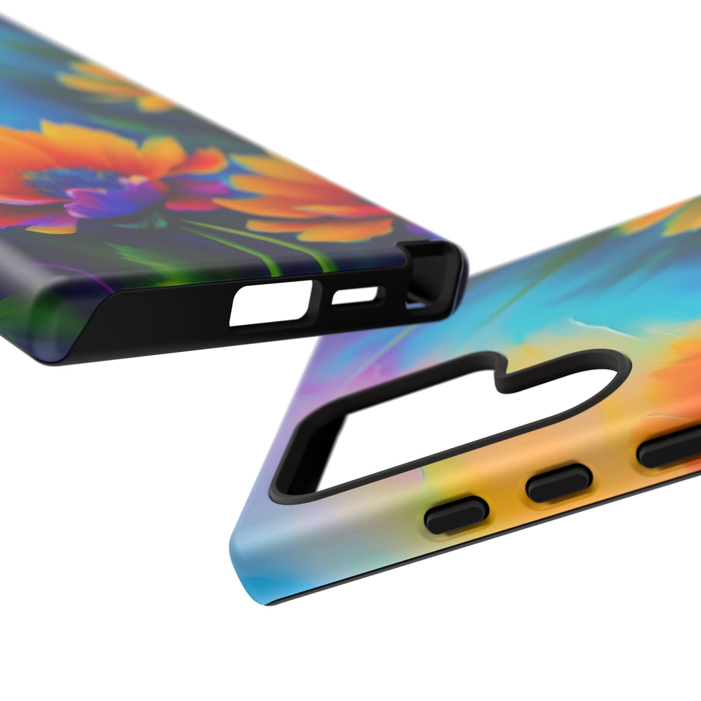 Floral Sunset Tough Phone Case — Vibrant Watercolor Flowers Protective Cover