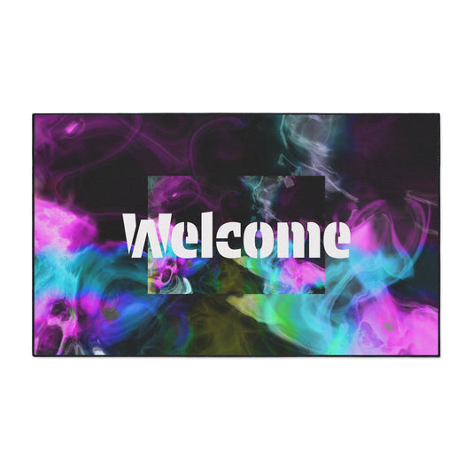 ওয়েলকাম স্মোক ওয়েলকাম ম্যাট - প্রবেশপথের জন্য হেভি ডিউটি রঙিন ফ্লোর ম্যাট