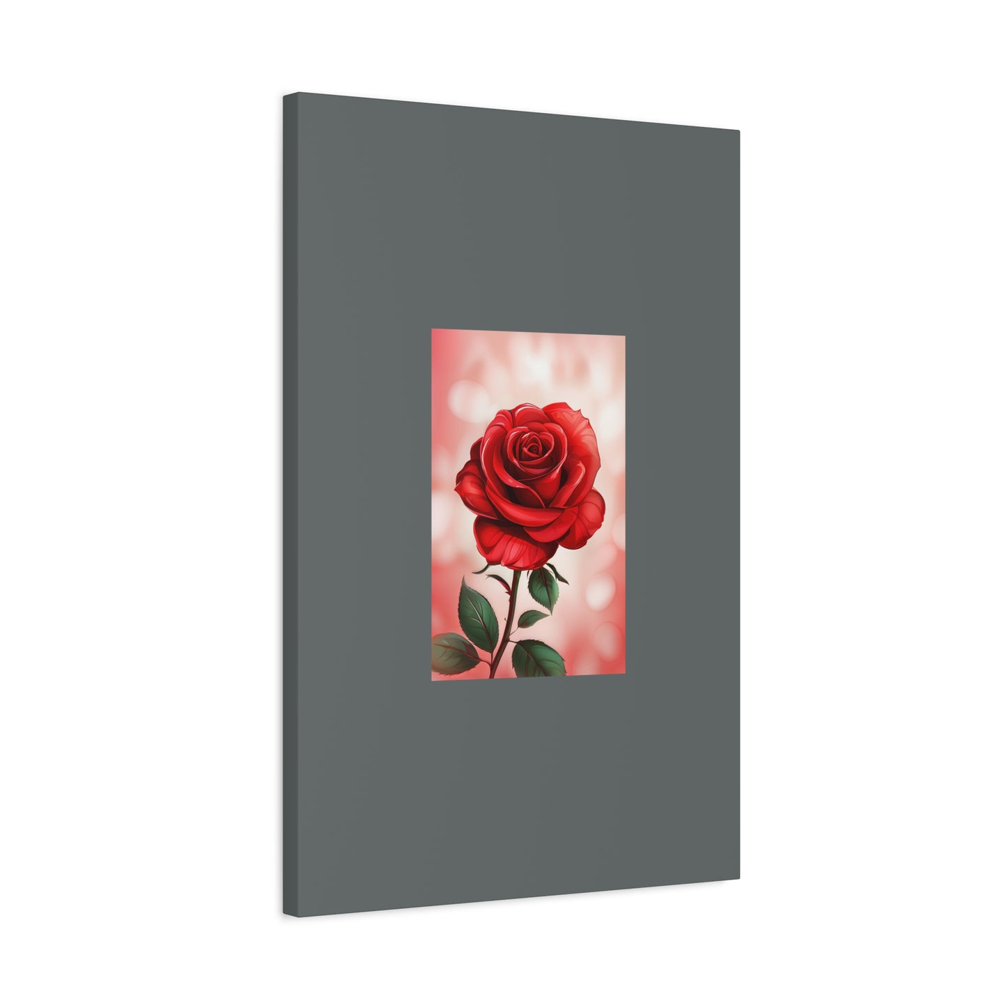 Red Rose Vertical Matte Canvas Print — Romantic Floral Wall Art