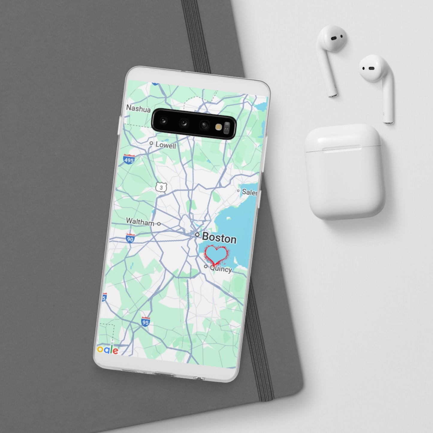 Boston Map Flexi Case for iPhone, Custom Location Phone Case, Unique Gift, Boston Heart Design, Travel Lover Accessory