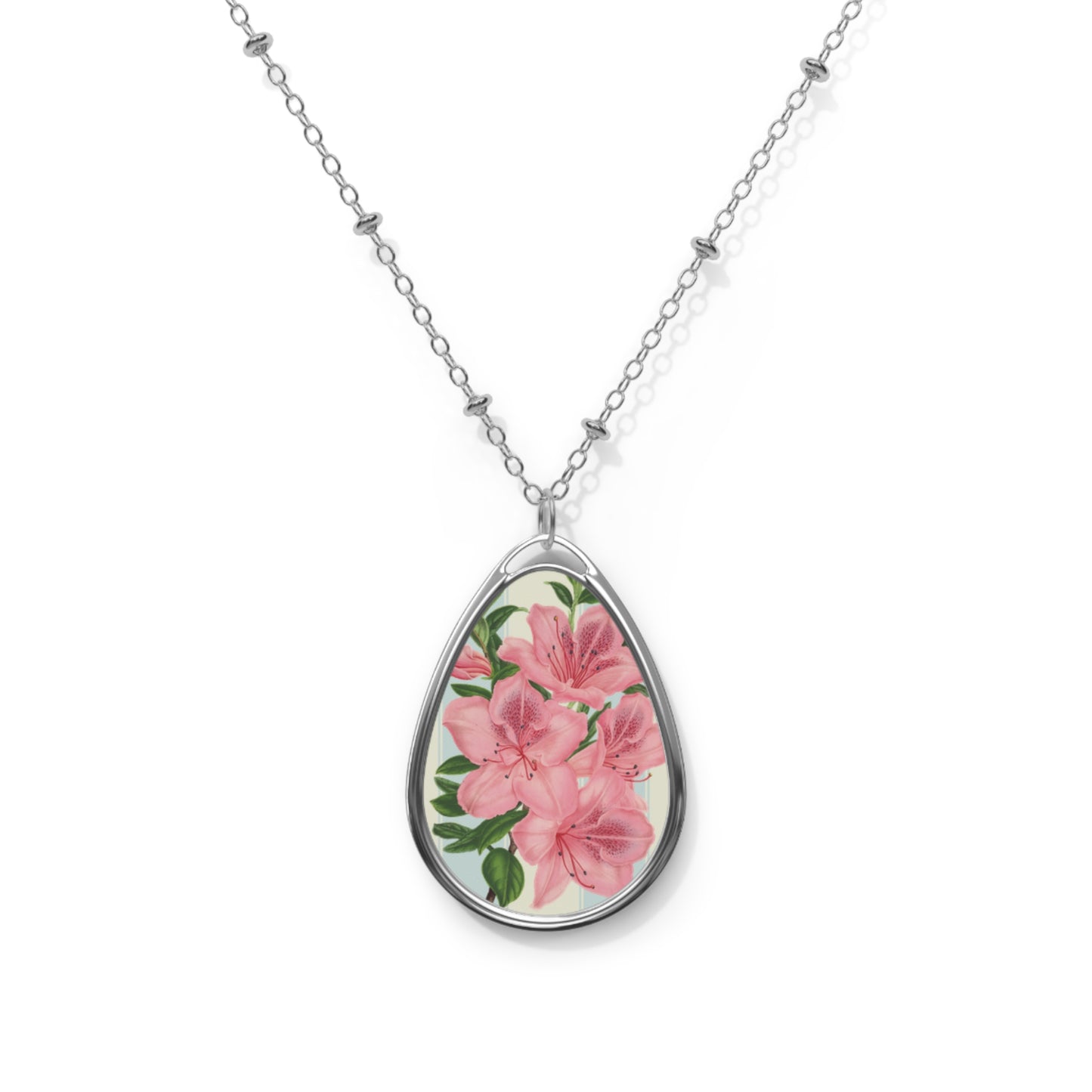 Floral Oval Necklace, Elegant Jewelry Gift for Her, Mother's Day