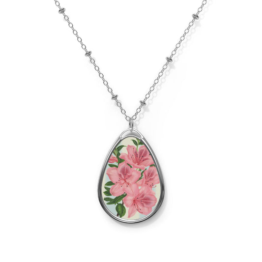 Floral Oval Necklace, Elegant Jewelry Gift for Her, Mother's Day