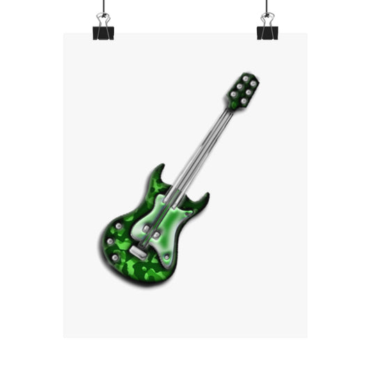 Guitar Art Poster - Rock Music Decor, Green Guitar Wall Art, Musician Gift, Home Office Decor, Music Lover Gift