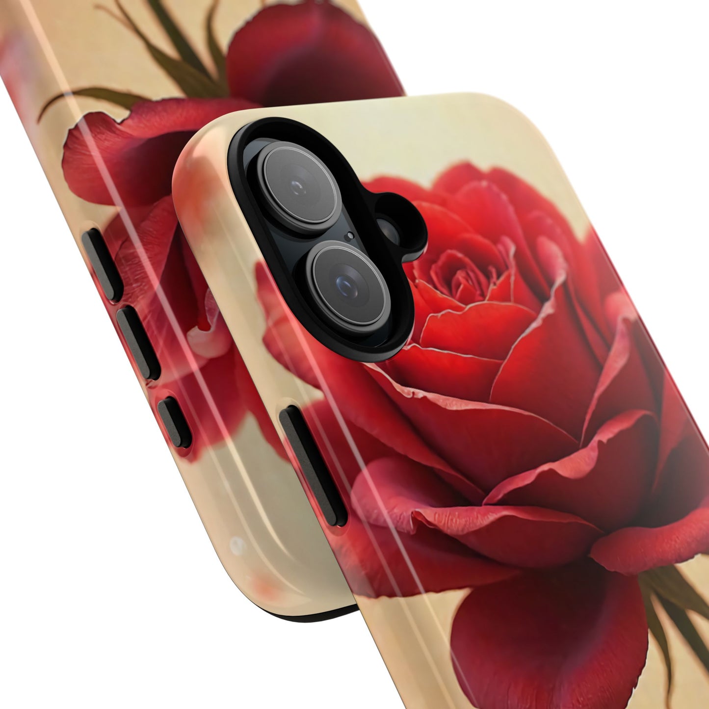 Floral Phone Case with Red Rose Design, Tough Phone Cover, Flower Print, Gift for Her, Stylish Accessory, Floral Aesthetic