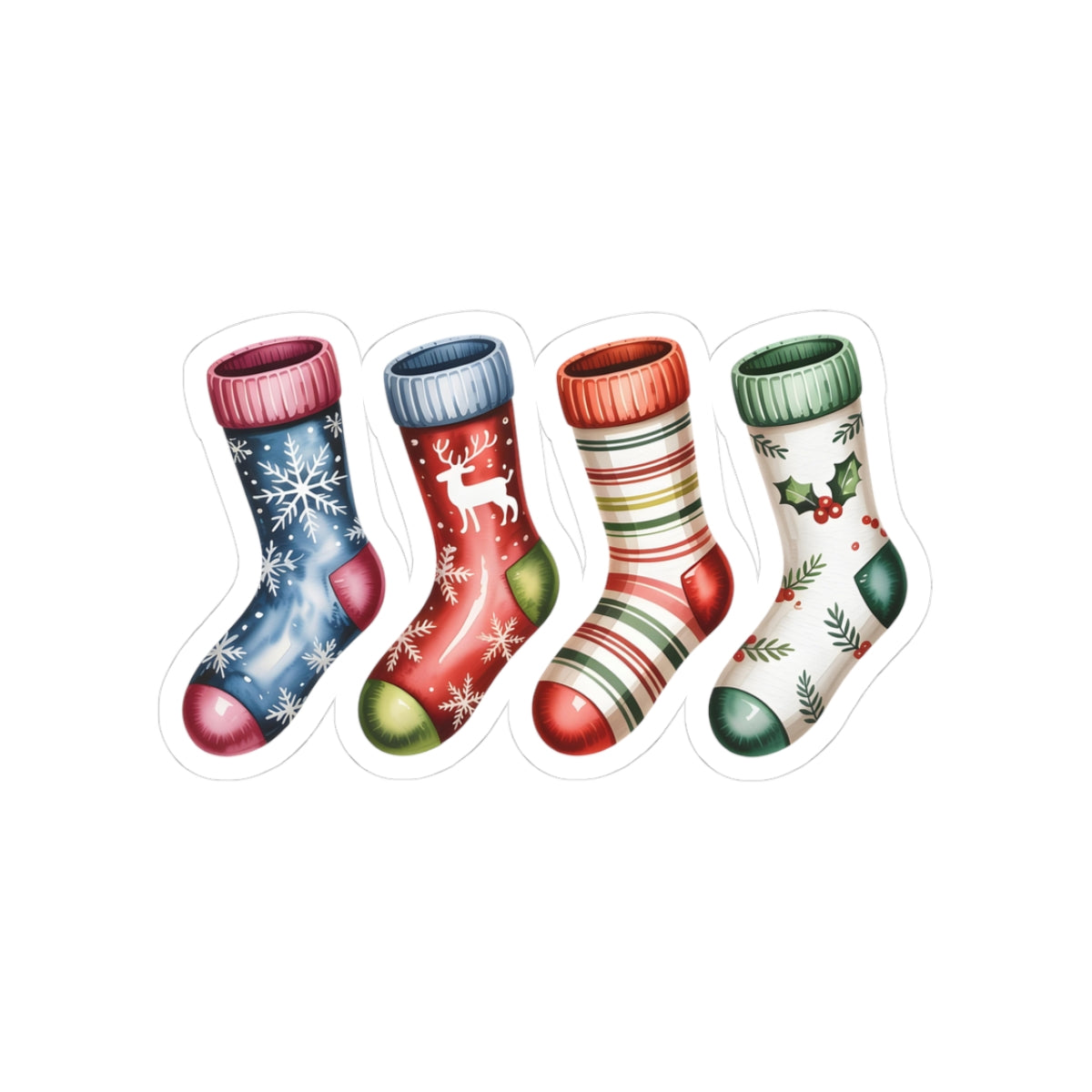 Christmas Stocking Sticker Pack — Festive Kiss-Cut Holiday Stickers (4-Pack)