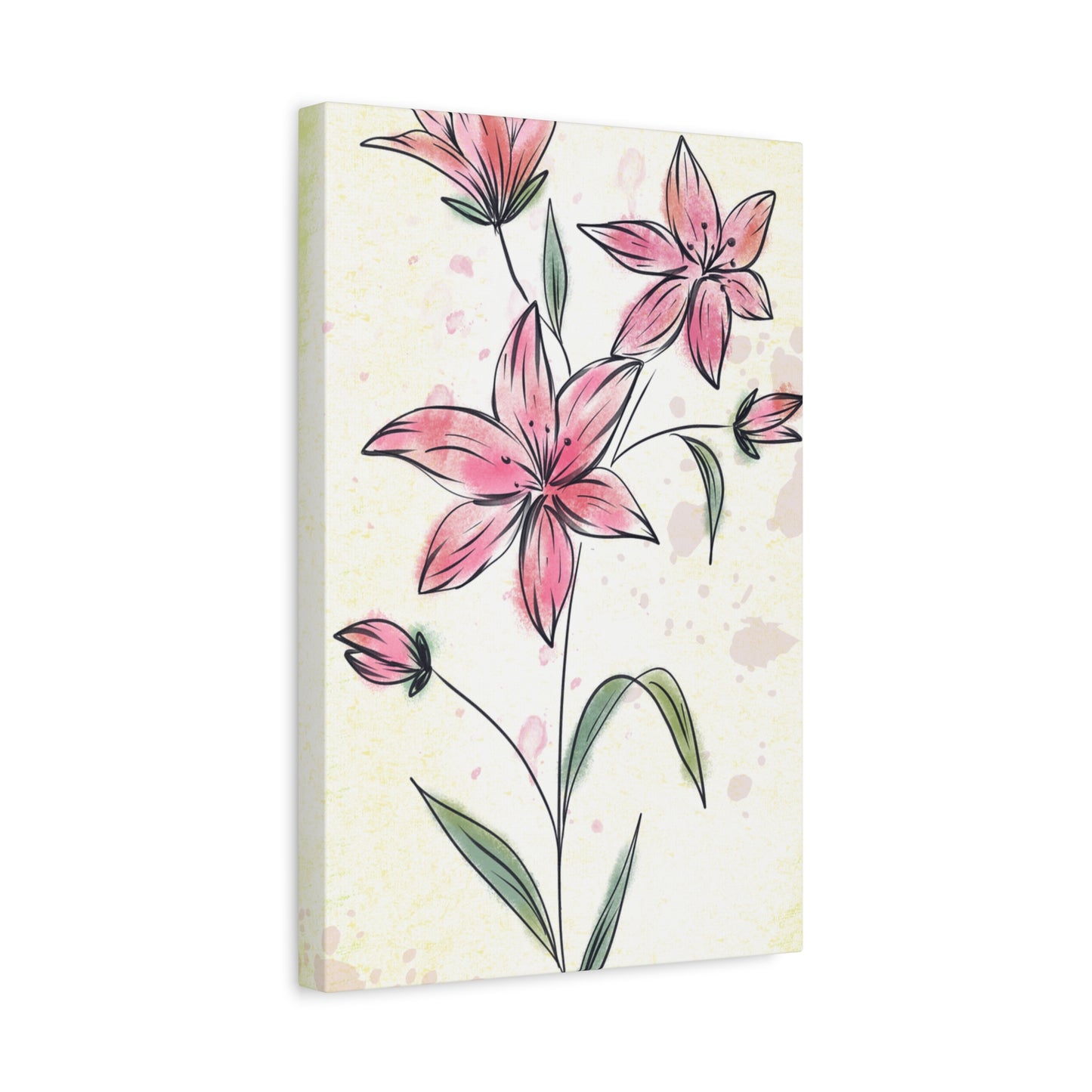 Matte Canvas, Stretched, 1.25" Tulips Pink Flowers