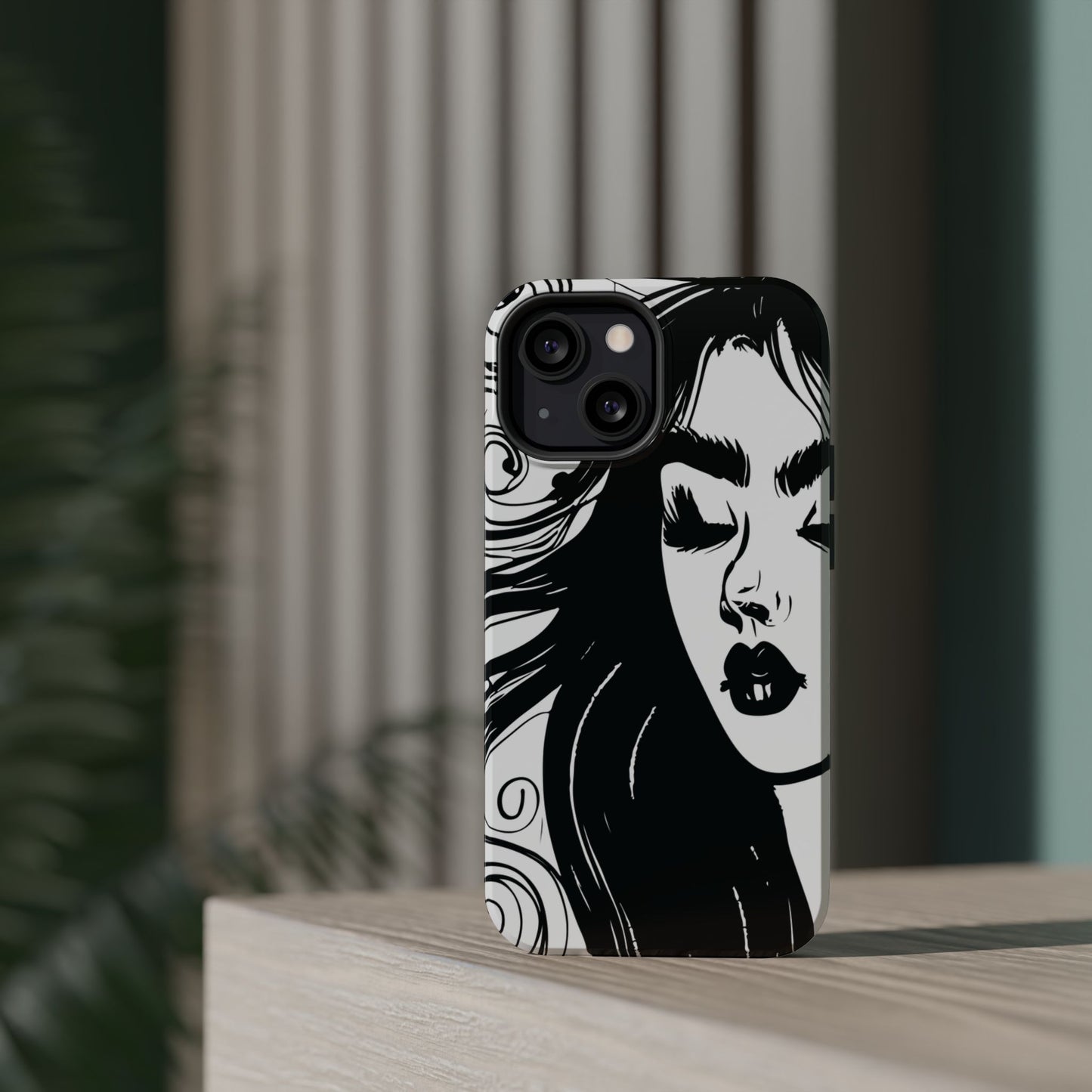 Artistic Black & White Portrait Phone Case — Magnetic Impact-Resistant