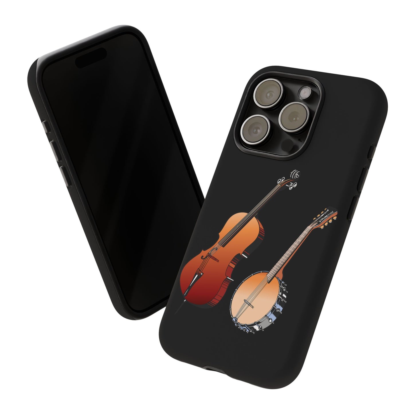 Musical Instrument Phone Case - Violin & Banjo Design, Music Lover Gift, Unique Phone Cover, Holiday Gift, Durable Tough Cases