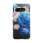 Floral Blue Peony Phone Case — Protective Tough Case with Pink & Blue Blooms