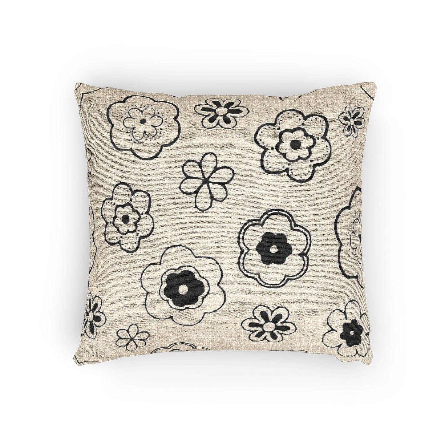 Boho Floral Woven Pillow, Decorative Throw Cushion, Artisan Home Decor, Gift for Home, Cozy Living Room Accent