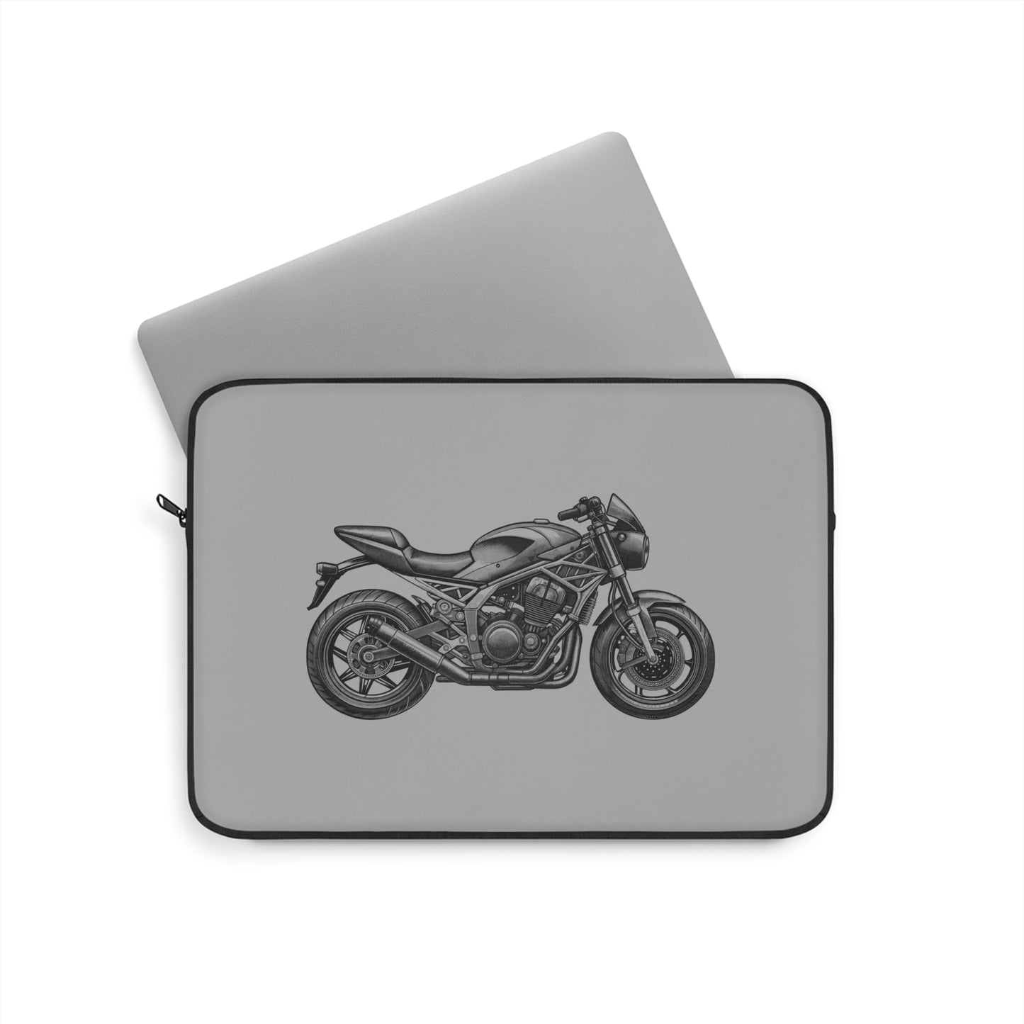 Motorcycle Lover's Laptop Sleeve - Perfect Gift for Bikers, Tech Enthusiasts, Students, Travel Accessories, Black and Grey Design
