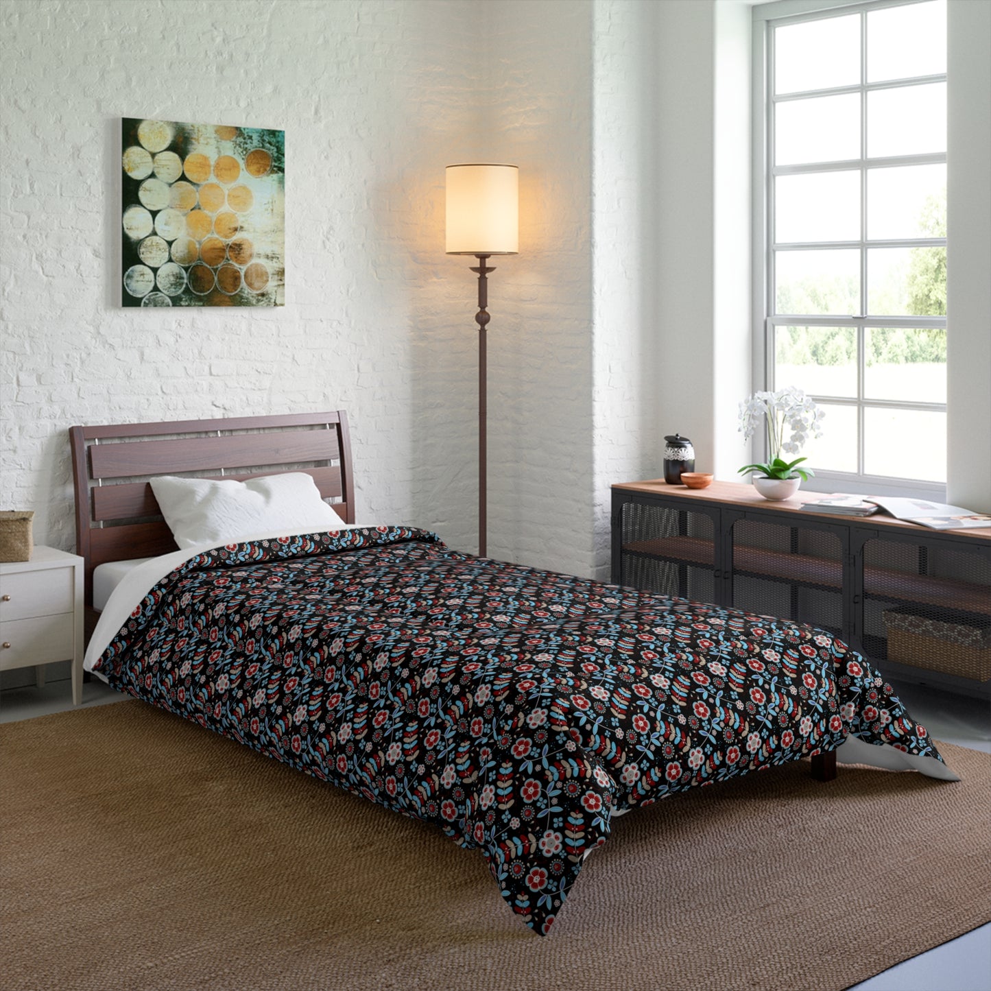 Floral Print Comforter - Cozy Bedding, Home Decor, Gift for Her, Bedroom Upgrade, Seasonal Decor