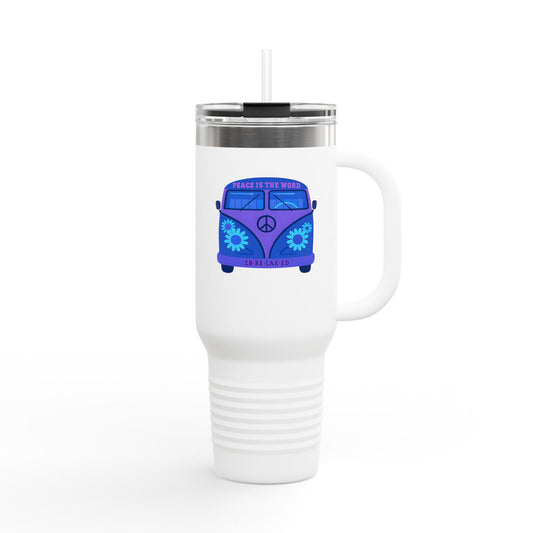 Peaceful Vibes Insulated Travel Mug | 40oz Cooler, Eco-Friendly Drinkware, Unique Gift for Travelers, Road Trip Essential, Custom Cup