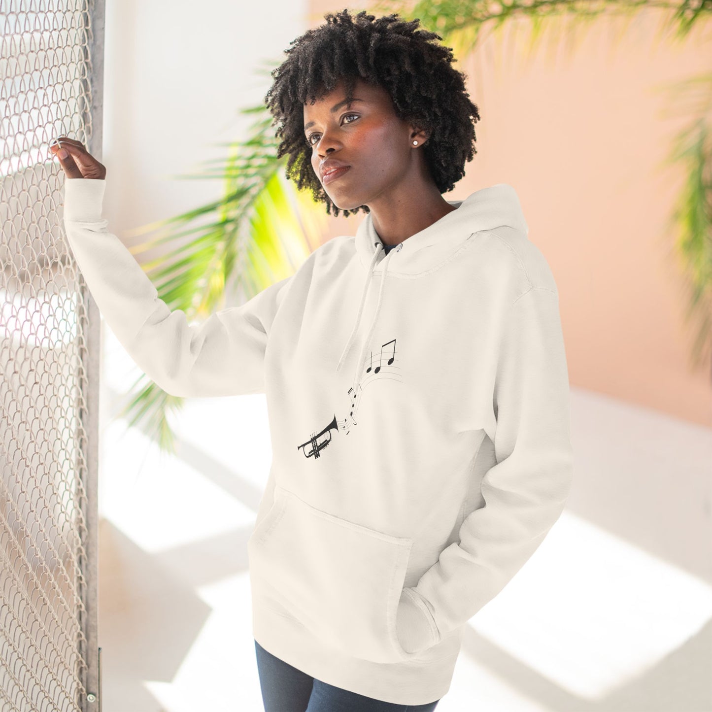 Trumpet Music Notes Hoodie — Minimalist Jazz Instrument Pullover