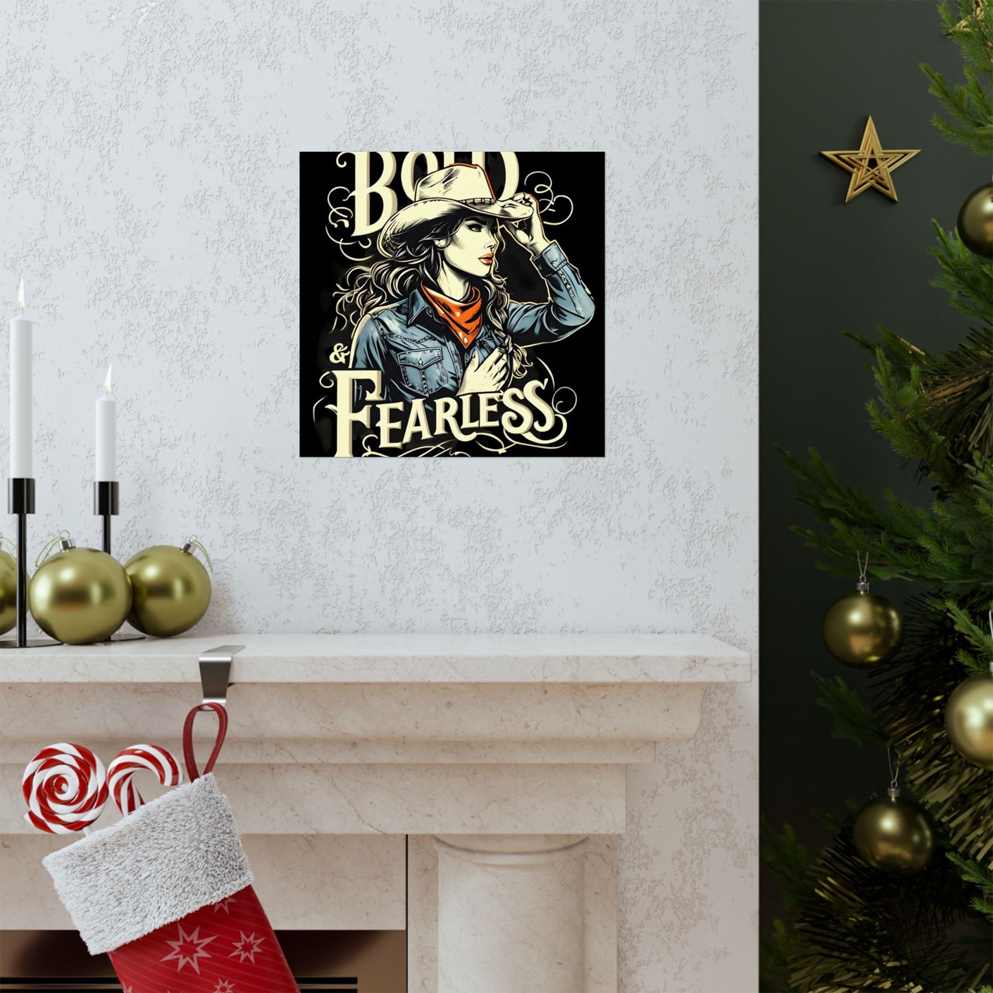 Bold & Fearless Cowboy Woman Poster — Matte Vertical Wall Art