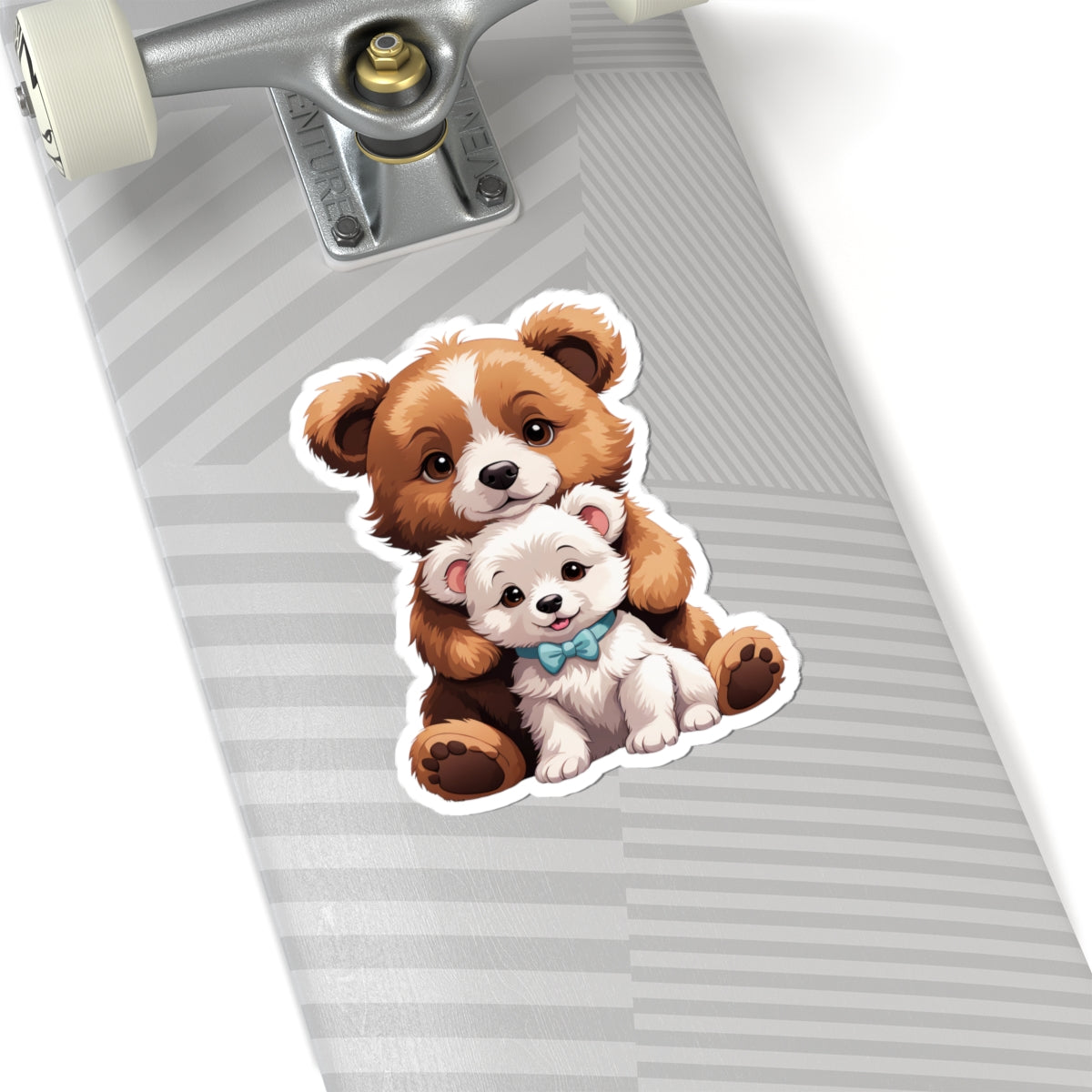 Adorable Bear and Pup Kiss Cut Stickers, Cute Animal Decor, Childrens Party Favors, Laptop Stickers