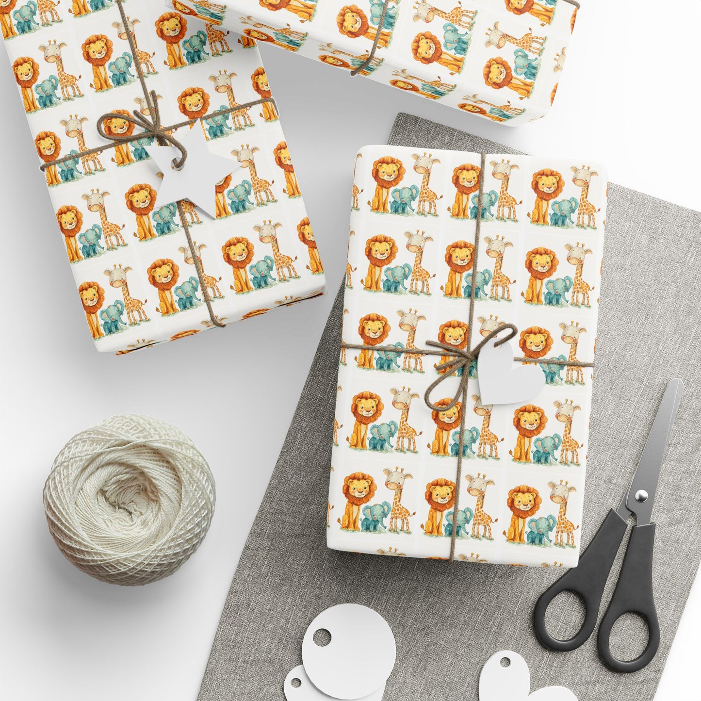 Lion Pattern Gift Wrapping Paper Roll — Whimsical Safari Kids Birthday Wrap