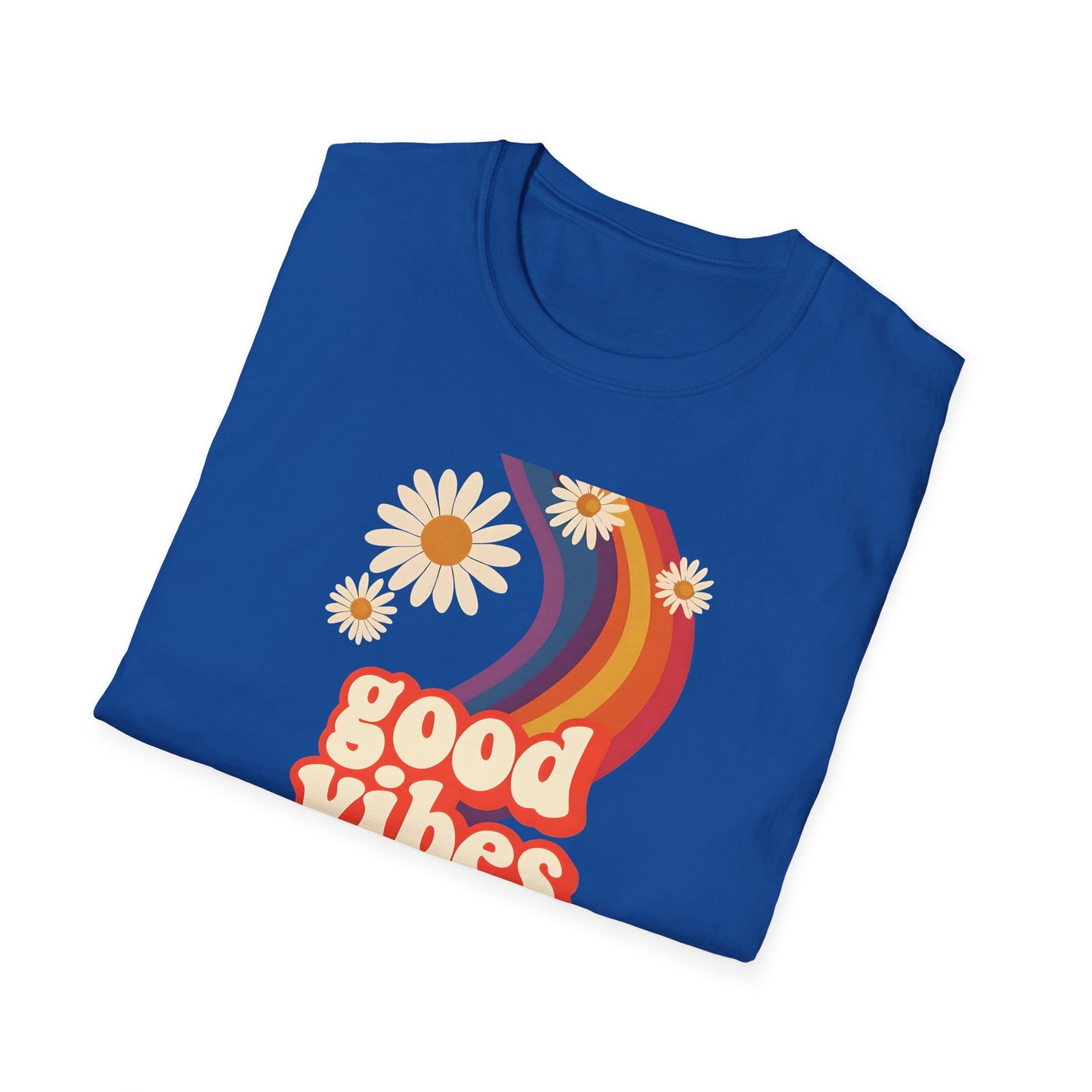 Good Vibes Unisex Softstyle T-Shirt, Retro Sunshine Tee, Positive Energy Shirt, Festival Apparel, Gift for Friends