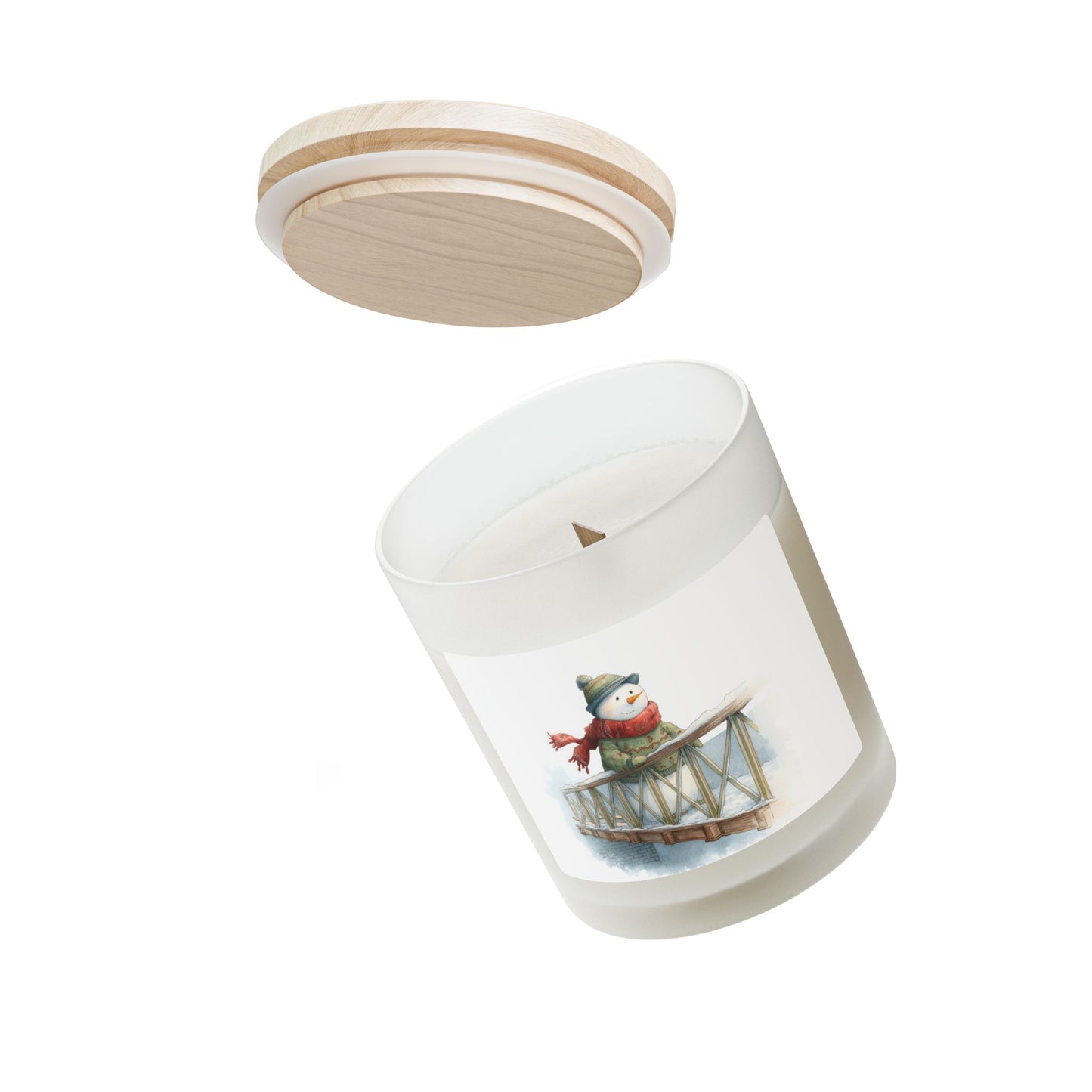 Frosted Glass Candle - Cozy Snowman Scented Candle for Winter Decor, Holiday Gift, Home Fragrance, Relaxation, Stocking Stuffer